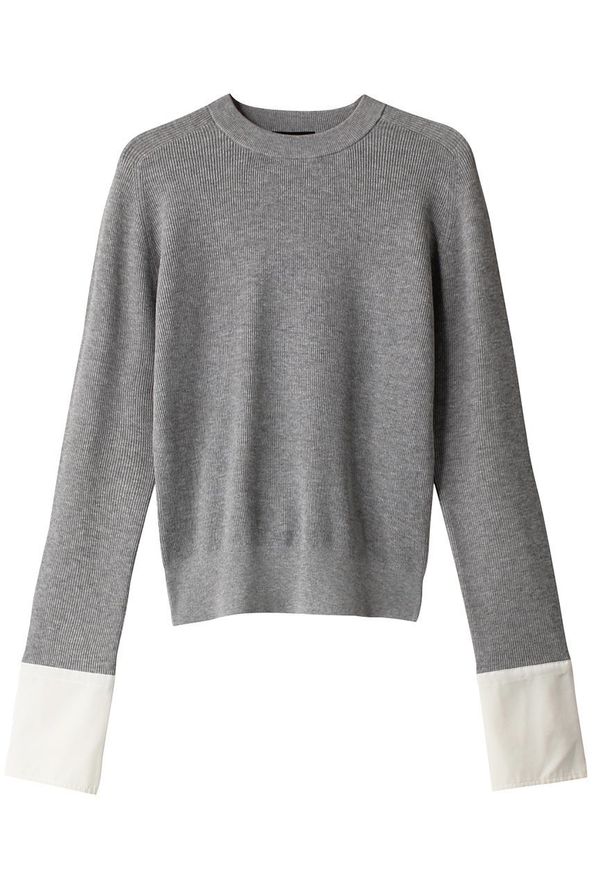 【アルアバイル/allureville】のシャツカフスコンビプルオーバー B インテリア・キッズ・メンズ・レディースファッション・服の通販 founy(ファニー) 　ファッション　Fashion　レディースファッション　Fashion for Women　トップス・カットソー　Cut & Sew Tops　ニット　Knit Tops & Sweaters　シャツ・ブラウス・オフィスカジュアル　Elegant Blouses & Button-Ups　カジュアルプルオーバー・ニットトップス　Pullovers & Knit Tops / Casual Pullovers　カフス　Cuff Design　シンプル　Simple, Minimal　ジャケット　Jacket, Outerwear　グレー|ID: prp329100003766047 ipo3291000000035962951