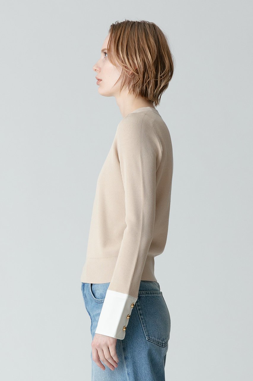 【アルアバイル/allureville】のシャツカフスコンビプルオーバー B 人気、トレンドファッション・服の通販 founy(ファニー) 　ファッション　Fashion　レディースファッション　Fashion for Women　トップス・カットソー　Cut & Sew Tops　ニット　Knit Tops & Sweaters　シャツ・ブラウス・オフィスカジュアル　Elegant Blouses & Button-Ups　カジュアルプルオーバー・ニットトップス　Pullovers & Knit Tops / Casual Pullovers　カフス　Cuff Design　シンプル　Simple, Minimal　ジャケット　Jacket, Outerwear　other-7|ID: prp329100003766047 ipo3291000000035962958