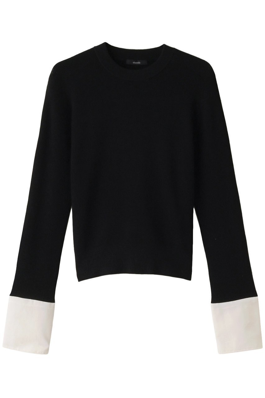 【アルアバイル/allureville】のシャツカフスコンビプルオーバー B インテリア・キッズ・メンズ・レディースファッション・服の通販 founy(ファニー) 　ファッション　Fashion　レディースファッション　Fashion for Women　トップス・カットソー　Cut & Sew Tops　ニット　Knit Tops & Sweaters　シャツ・ブラウス・オフィスカジュアル　Elegant Blouses & Button-Ups　カジュアルプルオーバー・ニットトップス　Pullovers & Knit Tops / Casual Pullovers　カフス　Cuff Design　シンプル　Simple, Minimal　ジャケット　Jacket, Outerwear　ブラック|ID: prp329100003766047 ipo3291000000036098816