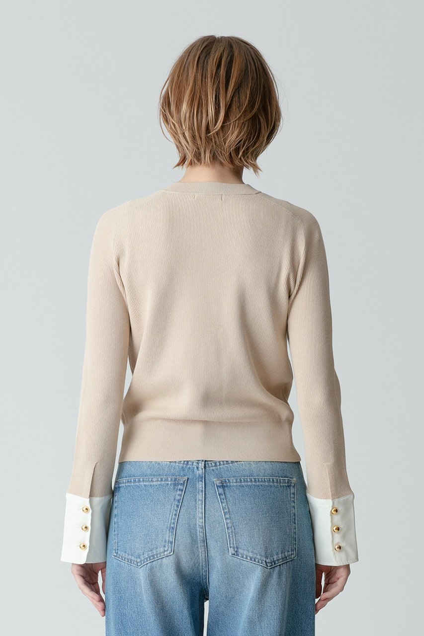 【アルアバイル/allureville】のシャツカフスコンビプルオーバー B 人気、トレンドファッション・服の通販 founy(ファニー) 　ファッション　Fashion　レディースファッション　Fashion for Women　トップス・カットソー　Cut & Sew Tops　ニット　Knit Tops & Sweaters　シャツ・ブラウス・オフィスカジュアル　Elegant Blouses & Button-Ups　カジュアルプルオーバー・ニットトップス　Pullovers & Knit Tops / Casual Pullovers　カフス　Cuff Design　シンプル　Simple, Minimal　ジャケット　Jacket, Outerwear　other-8|ID: prp329100003766047 ipo3291000000036098824