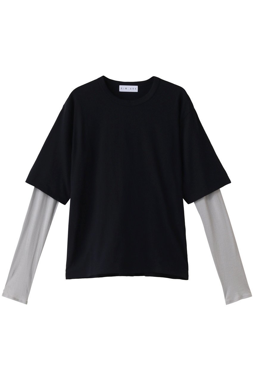 【リムアーク/RIM.ARK】のLayered tereko L/T shirt/シャツ インテリア・キッズ・メンズ・レディースファッション・服の通販 founy(ファニー) 　ファッション　Fashion　レディースファッション　WOMEN　トップス・カットソー　Tops/Tshirt　シャツ/ブラウス　Shirts/Blouses　ロング / Tシャツ　T-Shirts　カットソー　Cut And Sew　スリーブ　Sleeve　テレコ　Tereko　ドッキング　Docking　ロング　Long　半袖　Short Sleeve　長袖　Long Sleeve　ネイビー|ID: prp329100003766089 ipo3291000000024800558