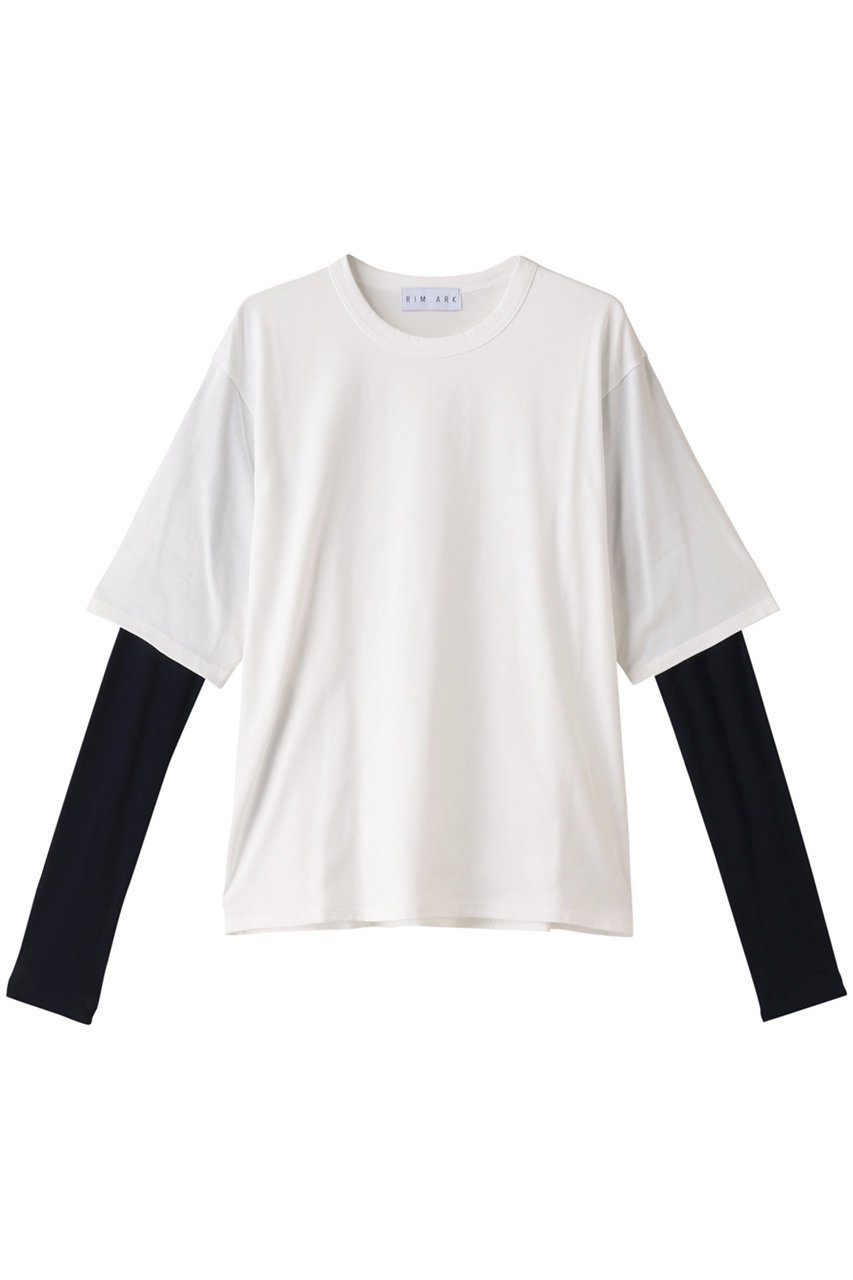 【リムアーク/RIM.ARK】のLayered tereko L/T shirt/シャツ インテリア・キッズ・メンズ・レディースファッション・服の通販 founy(ファニー) 　ファッション　Fashion　レディースファッション　Fashion for Women　トップス・カットソー　Cut & Sew Tops　シャツ・ブラウス・オフィスカジュアル　Elegant Blouses & Button-Ups　ロングTシャツ・Tシャツ　Longline T-Shirts & Tees　カットソー・ベーシックTシャツ　Cut-and-Sewn Tops / Stretch Tees & Basics　カットソー　Cut and Sewn Top　スリーブ　Sleeve, Long Sleeve / Short Sleeve　テレコ　Ribbed, Rib Stitch　ドッキング　Docking, Mixed Material　ロング　Long, Long-Length　半袖　Short Sleeve, Half Sleeve　長袖　Long Sleeve, Full Sleeve　ホワイト|ID: prp329100003766089 ipo3291000000032888593