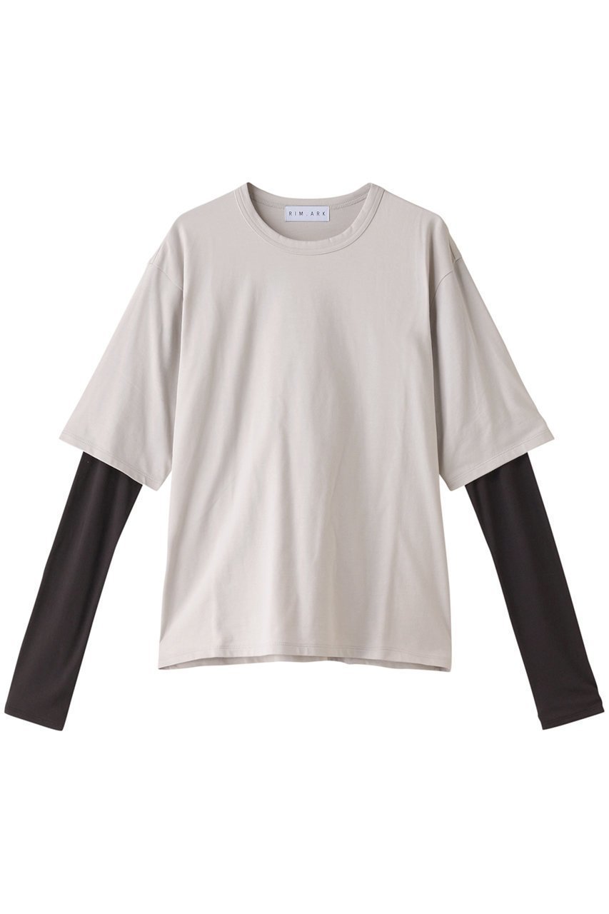 【リムアーク/RIM.ARK】のLayered tereko L/T shirt/シャツ インテリア・キッズ・メンズ・レディースファッション・服の通販 founy(ファニー) 　ファッション　Fashion　レディースファッション　Fashion for Women　トップス・カットソー　Cut & Sew Tops　シャツ・ブラウス・オフィスカジュアル　Elegant Blouses & Button-Ups　ロングTシャツ・Tシャツ　Longline T-Shirts & Tees　カットソー・ベーシックTシャツ　Cut-and-Sewn Tops / Stretch Tees & Basics　カットソー　Cut and Sewn Top　スリーブ　Sleeve, Long Sleeve / Short Sleeve　テレコ　Ribbed, Rib Stitch　ドッキング　Docking, Mixed Material　ロング　Long, Long-Length　半袖　Short Sleeve, Half Sleeve　長袖　Long Sleeve, Full Sleeve　ライトグレー|ID: prp329100003766089 ipo3291000000032888602