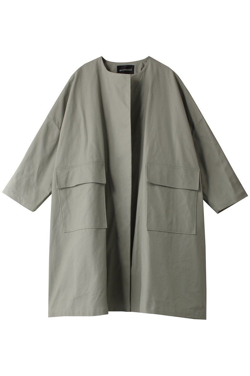 【ミズイロ インド/mizuiro ind】のcrew neck wide CT コート インテリア・キッズ・メンズ・レディースファッション・服の通販 founy(ファニー) 　ファッション　Fashion　レディースファッション　Fashion for Women　アウター　Coat / Outerwear Collection　コート・ロングコート・ピーコート　Long Coats, Peacoats & More　シンプル　Simple, Minimal　フロント　Front, Front Design　ロング　Long, Long-Length　ワイド　Wide, Wide Fit　gray|ID: prp329100003767617 ipo3291000000034980287
