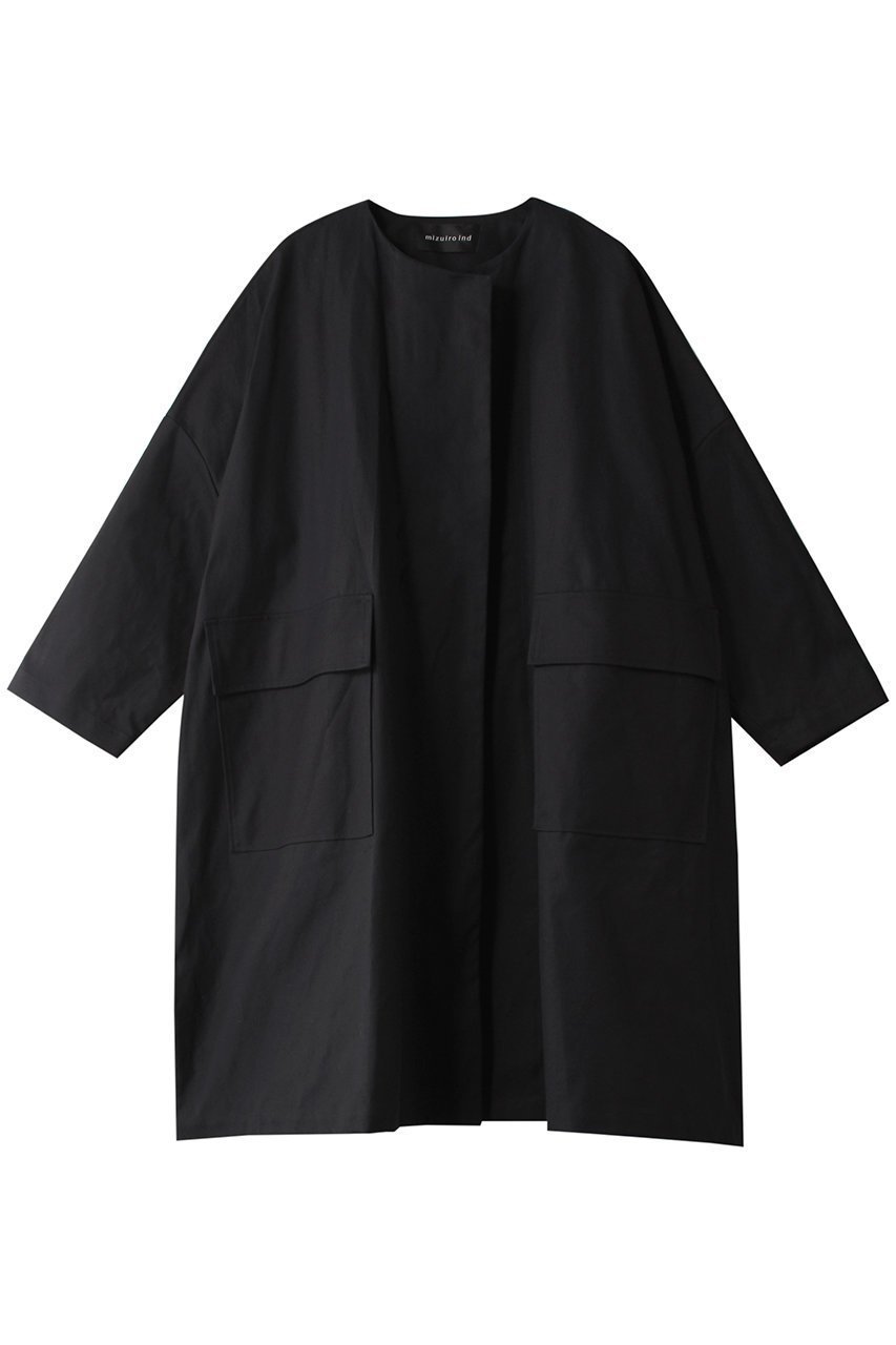 【ミズイロ インド/mizuiro ind】のcrew neck wide CT コート インテリア・キッズ・メンズ・レディースファッション・服の通販 founy(ファニー) 　ファッション　Fashion　レディースファッション　Fashion for Women　アウター　Coat / Outerwear Collection　コート・ロングコート・ピーコート　Long Coats, Peacoats & More　シンプル　Simple, Minimal　フロント　Front, Front Design　ロング　Long, Long-Length　ワイド　Wide, Wide Fit　black|ID: prp329100003767617 ipo3291000000034980288