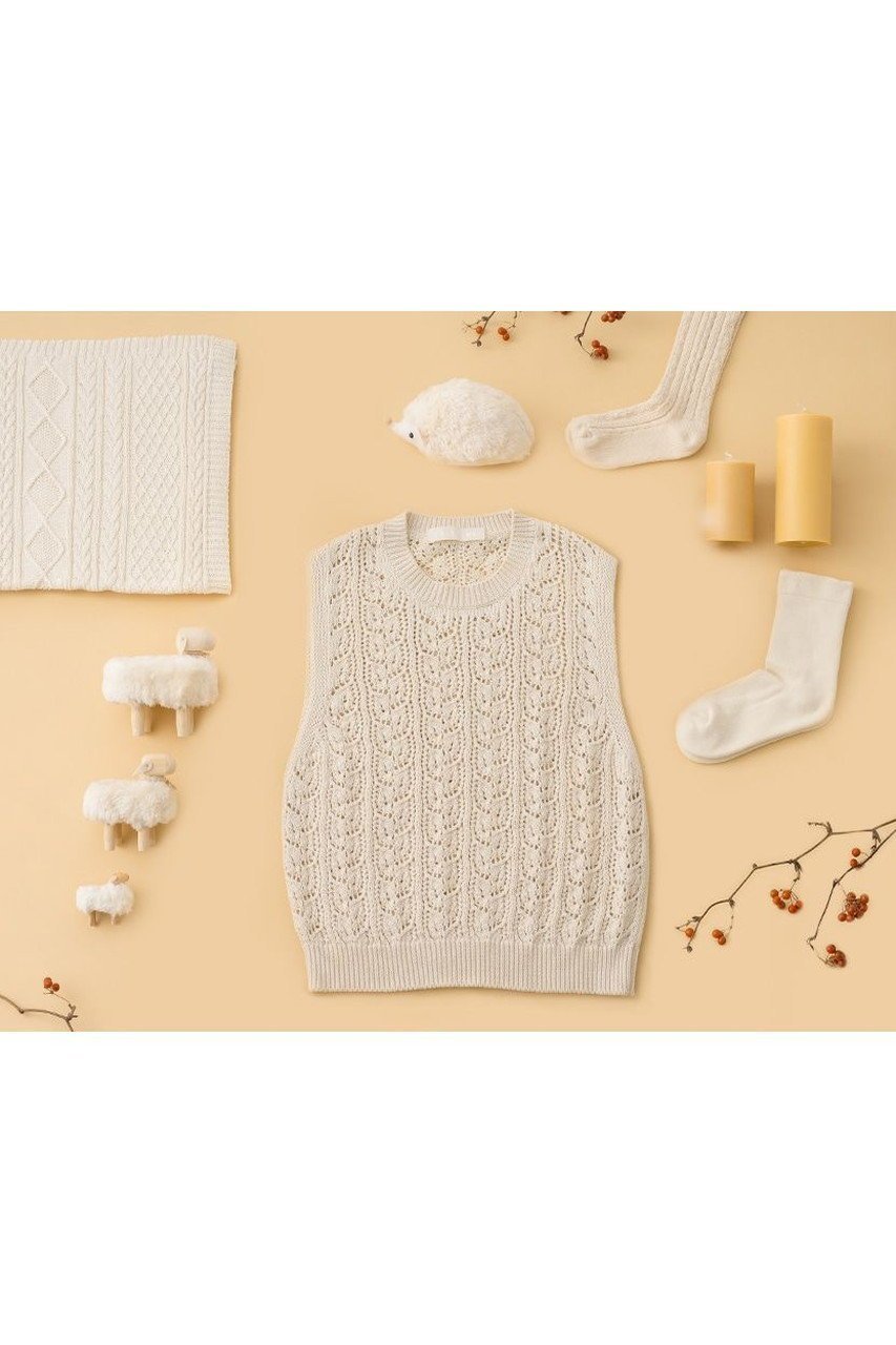 【プリスティン/PRISTINE】の透かし編みベスト 人気、トレンドファッション・服の通販 founy(ファニー) 　ファッション　Fashion　レディースファッション　WOMEN　トップス・カットソー　Tops/Tshirt　ニット　Knit Tops　ベスト/ジレ　Gilets/Vests　プルオーバー　Pullover　おすすめ　Recommend　カットソー　Cut And Sew　シンプル　Simple　タートルネック　Turtleneck　ベスト　Vest　半袖　Short Sleeve　透かし　Watermark　other-4|ID: prp329100003767649 ipo3291000000031386505
