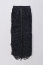 【プランク プロジェクト/PRANK PROJECT】のフロッキーロゴシャーリングスカート / Flocky Logo Shirring Skirt BLK(ブラック)|ID:prp329100003770512