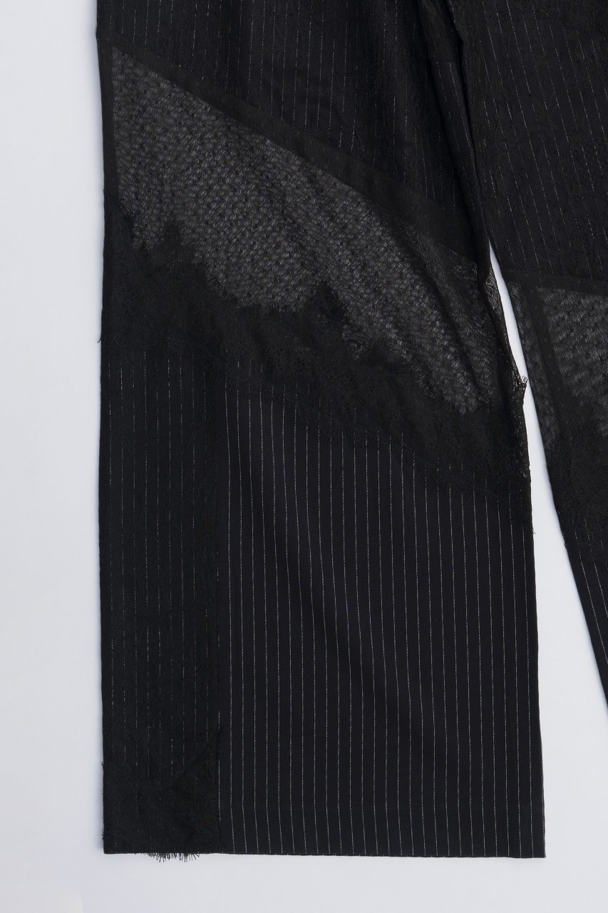 【プランク プロジェクト/PRANK PROJECT】のレーストリムパンツ / Lace Trim Pants 人気、トレンドファッション・服の通販 founy(ファニー) 　ファッション　Fashion　レディースファッション　Fashion for Women　パンツ　Pants & Trousers　おすすめ　Recommended / Our Picks　アシンメトリー　Asymmetrical Style　コンビ　Combo, Combination Style　サテン　Satin, Glossy Fabric　ジャケット　Jacket, Outerwear　スウェット / スエット　Sweatshirt, Sweatwear　ストライプ　Stripe, Striped Pattern　マニッシュ　Mannish, Boyish　レース　Lace, Lace Fabric　今季　This Season, Current Season　切替　Switching, Contrast Panel　other-6|ID: prp329100003770518 ipo3291000000035402163