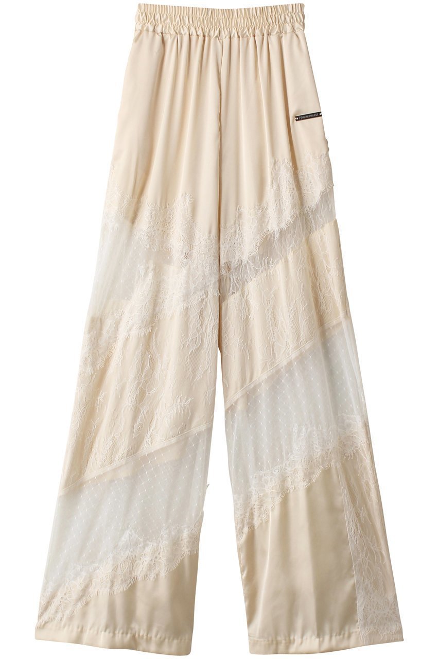 【プランク プロジェクト/PRANK PROJECT】のレーストリムパンツ / Lace Trim Pants インテリア・キッズ・メンズ・レディースファッション・服の通販 founy(ファニー) 　ファッション　Fashion　レディースファッション　Fashion for Women　パンツ　Pants & Trousers　おすすめ　Recommended / Our Picks　アシンメトリー　Asymmetrical Style　コンビ　Combo, Combination Style　サテン　Satin, Glossy Fabric　ジャケット　Jacket, Outerwear　スウェット / スエット　Sweatshirt, Sweatwear　ストライプ　Stripe, Striped Pattern　マニッシュ　Mannish, Boyish　レース　Lace, Lace Fabric　今季　This Season, Current Season　切替　Switching, Contrast Panel　IVR(アイボリー)|ID: prp329100003770518 ipo3291000000035945761