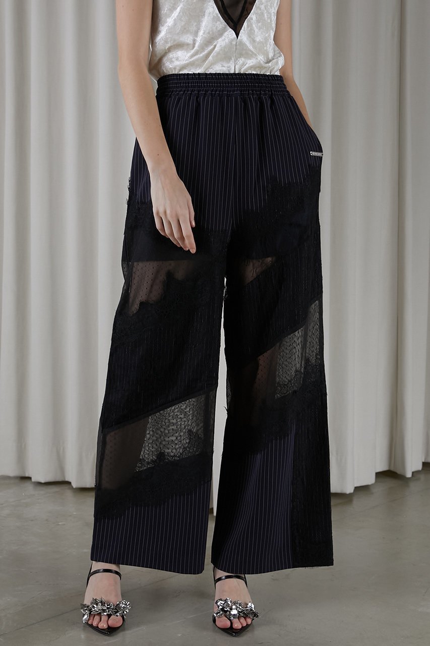 【プランク プロジェクト/PRANK PROJECT】のレーストリムパンツ / Lace Trim Pants 人気、トレンドファッション・服の通販 founy(ファニー) 　ファッション　Fashion　レディースファッション　Fashion for Women　パンツ　Pants & Trousers　おすすめ　Recommended / Our Picks　アシンメトリー　Asymmetrical Style　コンビ　Combo, Combination Style　サテン　Satin, Glossy Fabric　ジャケット　Jacket, Outerwear　スウェット / スエット　Sweatshirt, Sweatwear　ストライプ　Stripe, Striped Pattern　マニッシュ　Mannish, Boyish　レース　Lace, Lace Fabric　今季　This Season, Current Season　切替　Switching, Contrast Panel　other-8|ID: prp329100003770518 ipo3291000000035945769