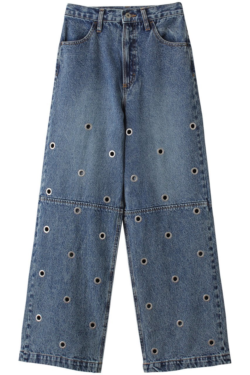 【プランク プロジェクト/PRANK PROJECT】のアイレットデニムパンツ / Eyelet Denim Pants インテリア・キッズ・メンズ・レディースファッション・服の通販 founy(ファニー) 　ファッション　Fashion　レディースファッション　Fashion for Women　パンツ　Pants & Trousers　デニムパンツ・ジーンズ・美脚デニム　Denim Jeans & Pants　おすすめ　Recommended / Our Picks　ギャザー　Gathered, Ruffled　ストレート　Straight, Straight Cut　デニム　Denim, Jeans Material　フリル　Frill, Ruffle　ワイド　Wide, Wide Fit　夏　Summer　BLU(ブルー)|ID: prp329100003770523 ipo3291000000032819937