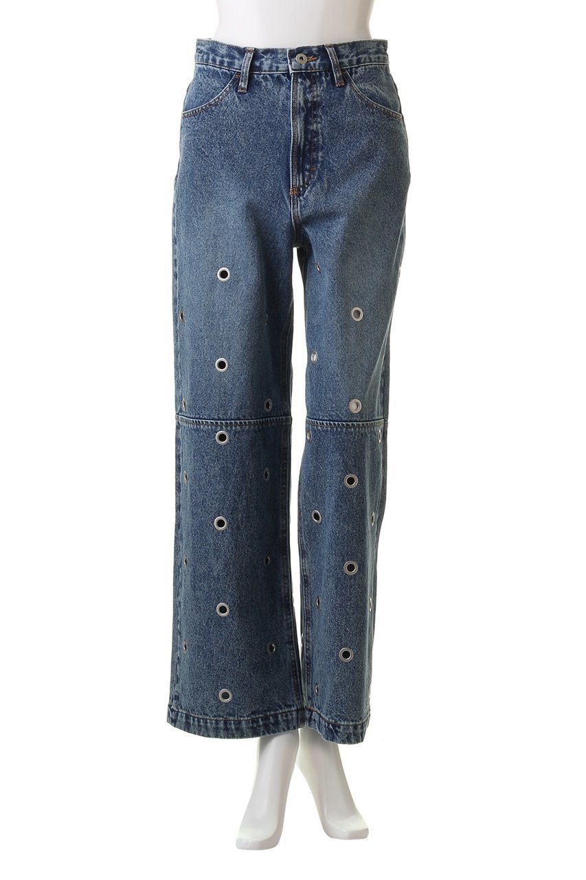 【プランク プロジェクト/PRANK PROJECT】のアイレットデニムパンツ / Eyelet Denim Pants 人気、トレンドファッション・服の通販 founy(ファニー) 　ファッション　Fashion　レディースファッション　Fashion for Women　パンツ　Pants & Trousers　デニムパンツ・ジーンズ・美脚デニム　Denim Jeans & Pants　おすすめ　Recommended / Our Picks　ギャザー　Gathered, Ruffled　ストレート　Straight, Straight Cut　デニム　Denim, Jeans Material　フリル　Frill, Ruffle　ワイド　Wide, Wide Fit　夏　Summer　other-2|ID: prp329100003770523 ipo3291000000032819939