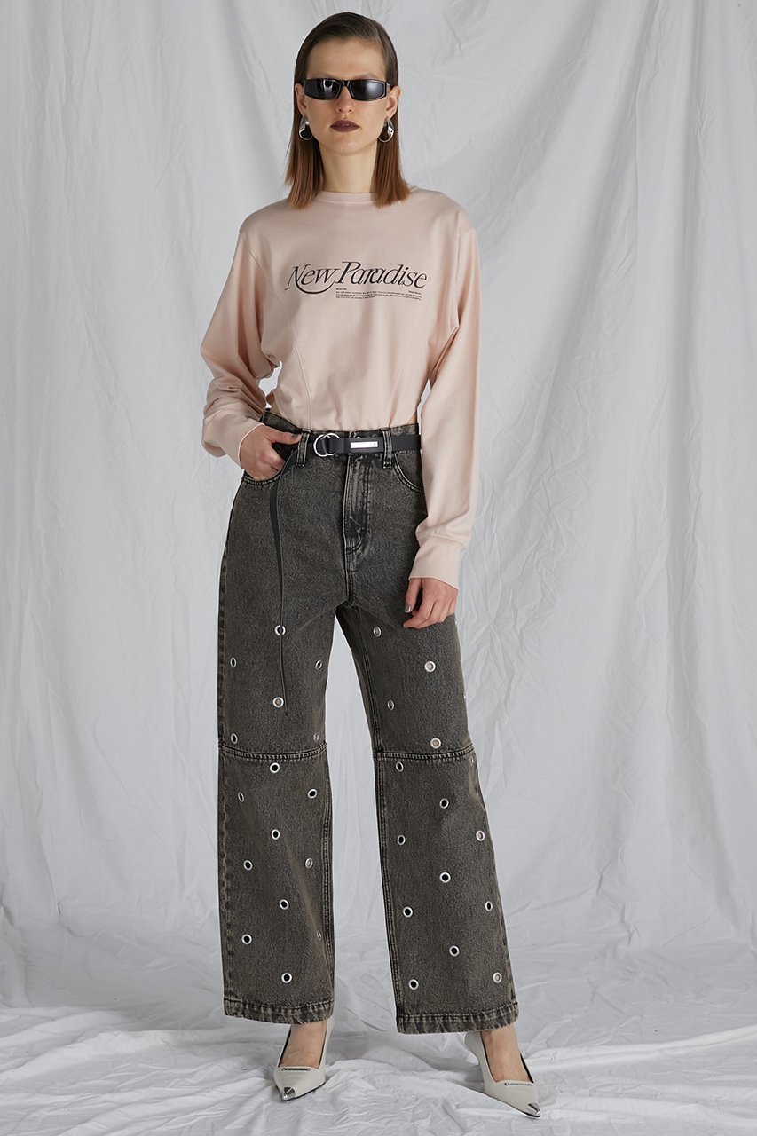 【プランク プロジェクト/PRANK PROJECT】のアイレットデニムパンツ / Eyelet Denim Pants 人気、トレンドファッション・服の通販 founy(ファニー) 　ファッション　Fashion　レディースファッション　Fashion for Women　パンツ　Pants & Trousers　デニムパンツ・ジーンズ・美脚デニム　Denim Jeans & Pants　おすすめ　Recommended / Our Picks　ギャザー　Gathered, Ruffled　ストレート　Straight, Straight Cut　デニム　Denim, Jeans Material　フリル　Frill, Ruffle　ワイド　Wide, Wide Fit　夏　Summer　other-6|ID: prp329100003770523 ipo3291000000032819943