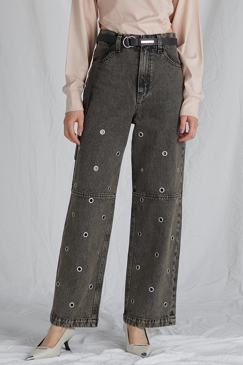 【プランク プロジェクト/PRANK PROJECT】のアイレットデニムパンツ / Eyelet Denim Pants 人気、トレンドファッション・服の通販 founy(ファニー) ファッション Fashion レディースファッション Fashion for Women パンツ Pants & Trousers デニムパンツ・ジーンズ・美脚デニム Denim Jeans & Pants おすすめ Recommended / Our Picks ギャザー Gathered, Ruffled ストレート Straight, Straight Cut デニム Denim, Jeans Material フリル Frill, Ruffle ワイド Wide, Wide Fit 夏 Summer other-7|ID: prp329100003770523 ipo3291000000034423350