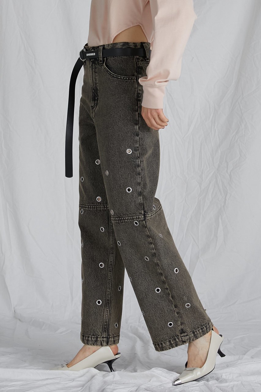 【プランク プロジェクト/PRANK PROJECT】のアイレットデニムパンツ / Eyelet Denim Pants 人気、トレンドファッション・服の通販 founy(ファニー) ファッション Fashion レディースファッション Fashion for Women パンツ Pants & Trousers デニムパンツ・ジーンズ・美脚デニム Denim Jeans & Pants おすすめ Recommended / Our Picks ギャザー Gathered, Ruffled ストレート Straight, Straight Cut デニム Denim, Jeans Material フリル Frill, Ruffle ワイド Wide, Wide Fit 夏 Summer other-8|ID: prp329100003770523 ipo3291000000034423351