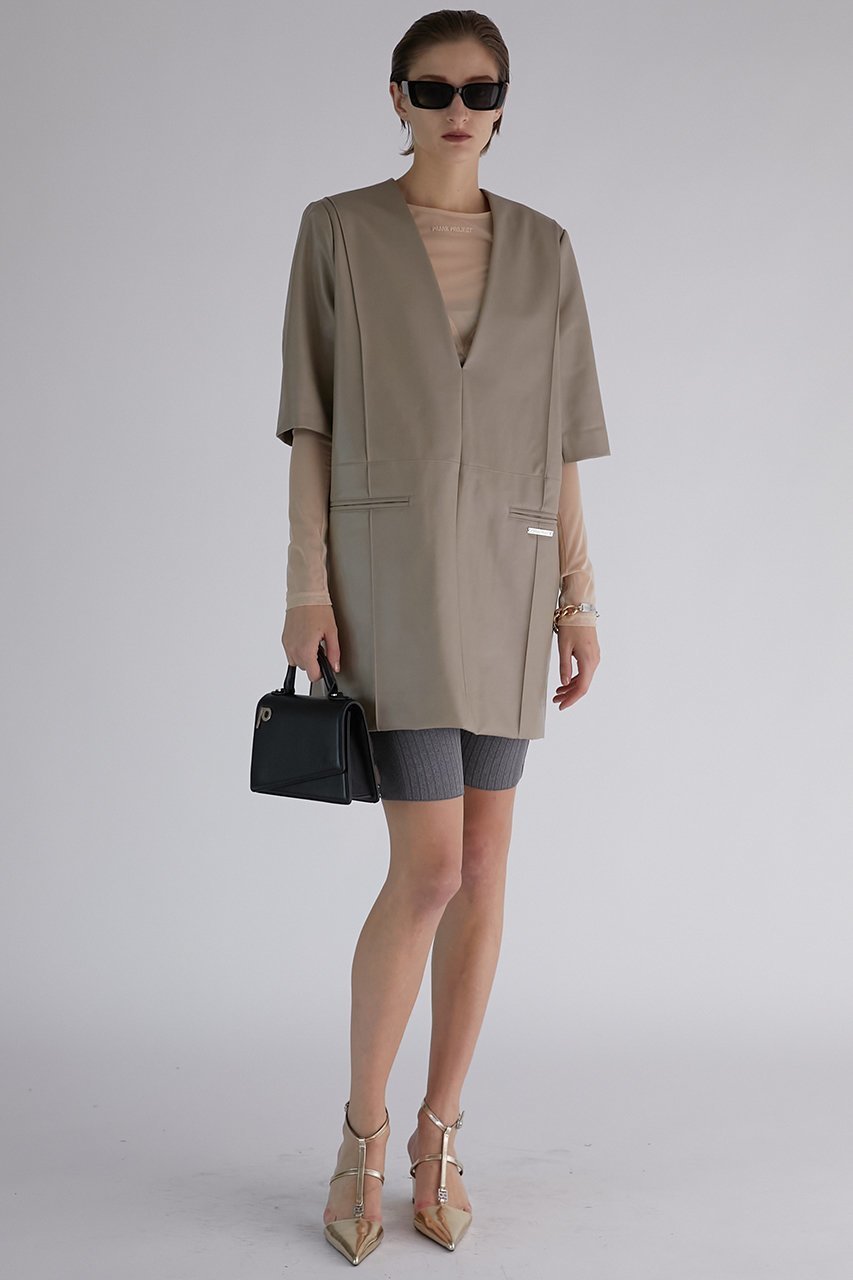 【プランク プロジェクト/PRANK PROJECT】のフェイクレザーボクシーチュニック / faux Leather Boxy Tunic 人気、トレンドファッション・服の通販 founy(ファニー) ファッション Fashion レディースファッション Fashion for Women ワンピース Dresses チュニック Tunic Tops & Dresses おすすめ Recommended / Our Picks サテン Satin, Glossy Fabric ジャケット Jacket, Outerwear チュニック Tunic, Long Top デコルテ Décolleté, Neckline ドレス Dress, One-Piece ボトム Bottoms, Lower Wear エレガント 上品 Elegant 軽量 Lightweight, Ultra Light other-6|ID: prp329100003770534 ipo3291000000036671971