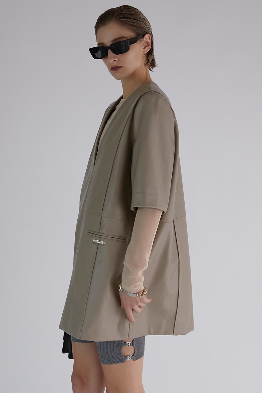 【プランク プロジェクト/PRANK PROJECT】のフェイクレザーボクシーチュニック / faux Leather Boxy Tunic 人気、トレンドファッション・服の通販 founy(ファニー) ファッション Fashion レディースファッション Fashion for Women ワンピース Dresses チュニック Tunic Tops & Dresses おすすめ Recommended / Our Picks サテン Satin, Glossy Fabric ジャケット Jacket, Outerwear チュニック Tunic, Long Top デコルテ Décolleté, Neckline ドレス Dress, One-Piece ボトム Bottoms, Lower Wear エレガント 上品 Elegant 軽量 Lightweight, Ultra Light other-8|ID: prp329100003770534 ipo3291000000036671973