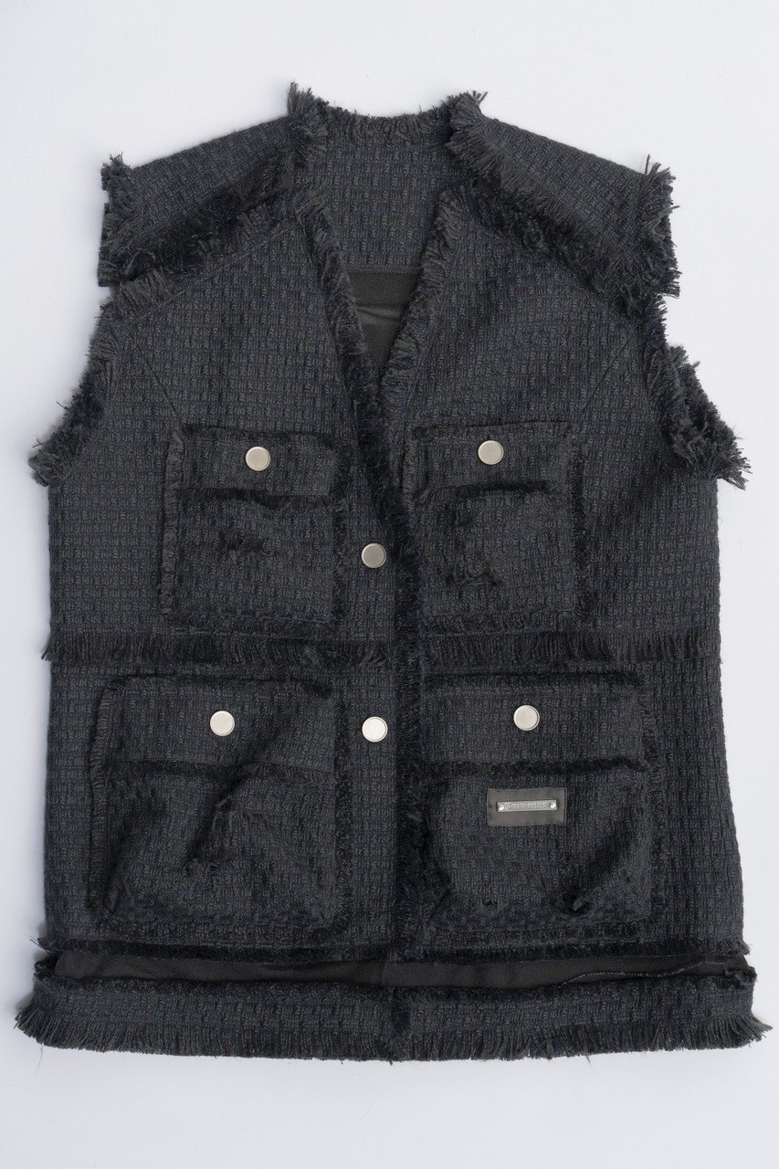 【プランク プロジェクト/PRANK PROJECT】のダメージフリンジツイードジレ / Damaged Fringe Tweed Gilet 人気、トレンドファッション・服の通販 founy(ファニー) 　ファッション　Fashion　レディースファッション　WOMEN　アウター　Coat Outerwear　ジャケット　Jackets　おすすめ　Recommend　カットオフ　Cut Off　シアー　Sheer　ジャケット　Jacket　ダメージ　Damage　ツイード　Tweed　ベスト　Vest　春　Spring　 other-1|ID: prp329100003770538 ipo3291000000024826238