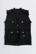 【プランク プロジェクト/PRANK PROJECT】のダメージフリンジツイードジレ / Damaged Fringe Tweed Gilet BLK(ブラック)|ID: prp329100003770538 ipo3291000000024826240