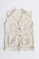 【プランク プロジェクト/PRANK PROJECT】のダメージフリンジツイードジレ / Damaged Fringe Tweed Gilet WHT(ホワイト)|ID: prp329100003770538 ipo3291000000024826241