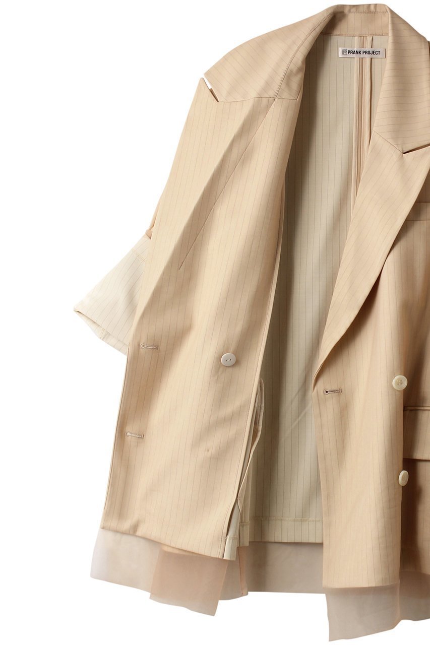 【プランク プロジェクト/PRANK PROJECT】のチュールレイヤードオーバージャケット / Tulle Layered Over Jacket 人気、トレンドファッション・服の通販 founy(ファニー) 　ファッション　Fashion　レディースファッション　WOMEN　アウター　Coat Outerwear　ジャケット　Jackets　シアー　Sheer　シンプル　Simple　ジャケット　Jacket　ストライプ　Stripe　チュール　Tulle　デニム　Denim　トレンド　Trend　今季　This Season　other-6|ID: prp329100003770543 ipo3291000000031386174