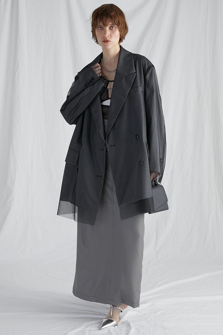 【プランク プロジェクト/PRANK PROJECT】のチュールレイヤードオーバージャケット / Tulle Layered Over Jacket 人気、トレンドファッション・服の通販 founy(ファニー) 　ファッション　Fashion　レディースファッション　WOMEN　アウター　Coat Outerwear　ジャケット　Jackets　シアー　Sheer　シンプル　Simple　ジャケット　Jacket　ストライプ　Stripe　チュール　Tulle　デニム　Denim　トレンド　Trend　今季　This Season　other-8|ID: prp329100003770543 ipo3291000000031386177