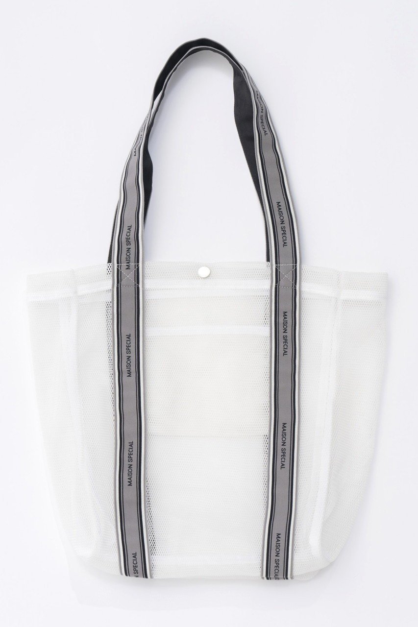 【メゾンスペシャル/MAISON SPECIAL】のLogo Tape Mesh Bag/ロゴテープメッシュバッグ インテリア・キッズ・メンズ・レディースファッション・服の通販 founy(ファニー) 　ファッション　Fashion　レディースファッション　WOMEN　バッグ　Bag　S/S・春夏　Ss・Spring/Summer　アウトドア　Outdoor　スポーティ　Sporty　メッシュ　Mesh　夏　Summer　春　Spring　軽量　Lightweight　WHT(ホワイト)|ID: prp329100003770558 ipo3291000000024826309