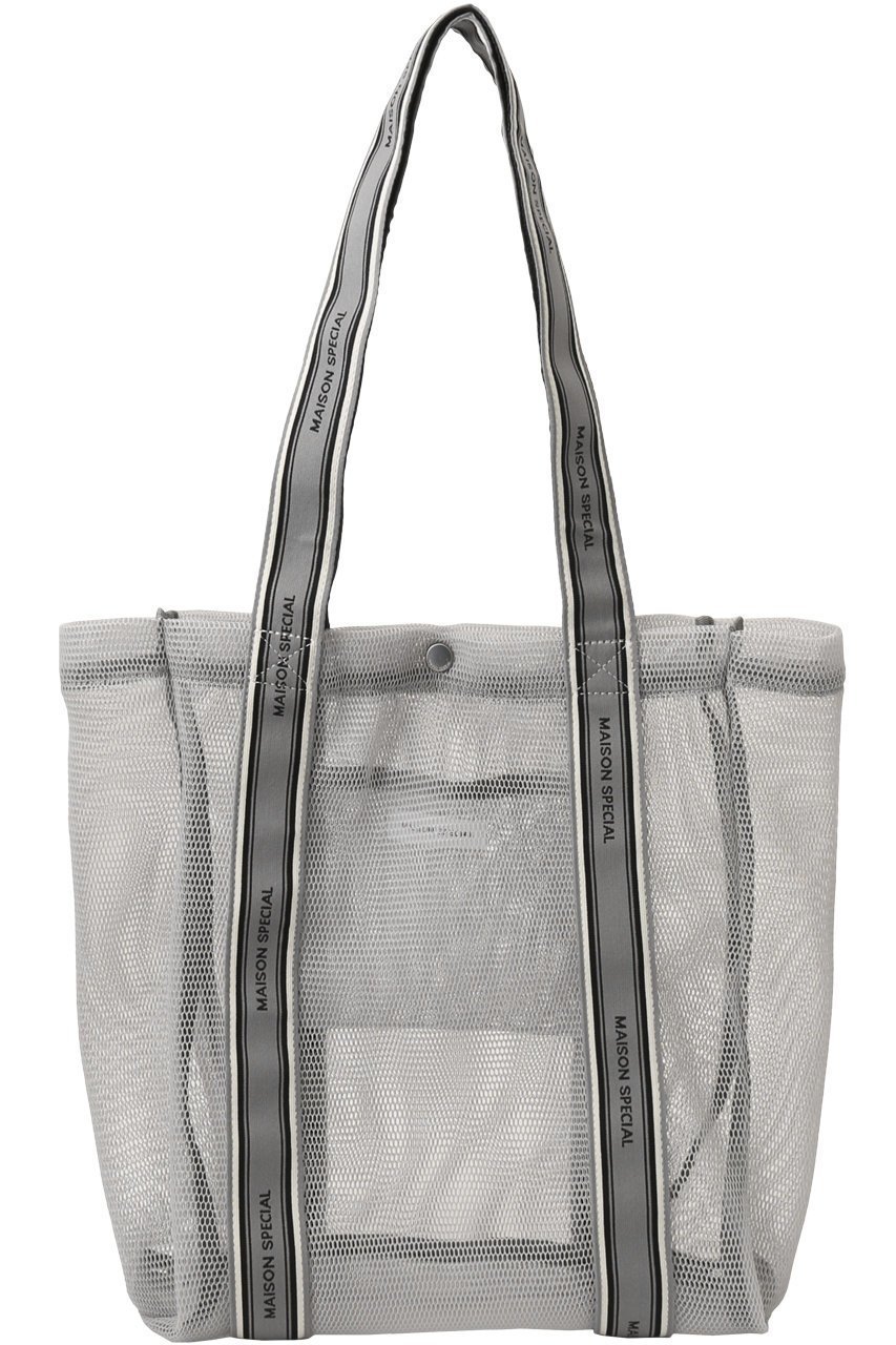 【メゾンスペシャル/MAISON SPECIAL】のLogo Tape Mesh Bag/ロゴテープメッシュバッグ インテリア・キッズ・メンズ・レディースファッション・服の通販 founy(ファニー) 　ファッション　Fashion　レディースファッション　Fashion for Women　バッグ　Bags　アウトドア　Outdoor Clothing　スポーティ　Sporty, Casual Athletic　メッシュ　Mesh, Net Fabric　夏　Summer　春　Spring　S/S・春夏　SS, Spring/Summer, Warm Season　軽量　Lightweight, Ultra Light　GRY(グレー)|ID: prp329100003770558 ipo3291000000034908899