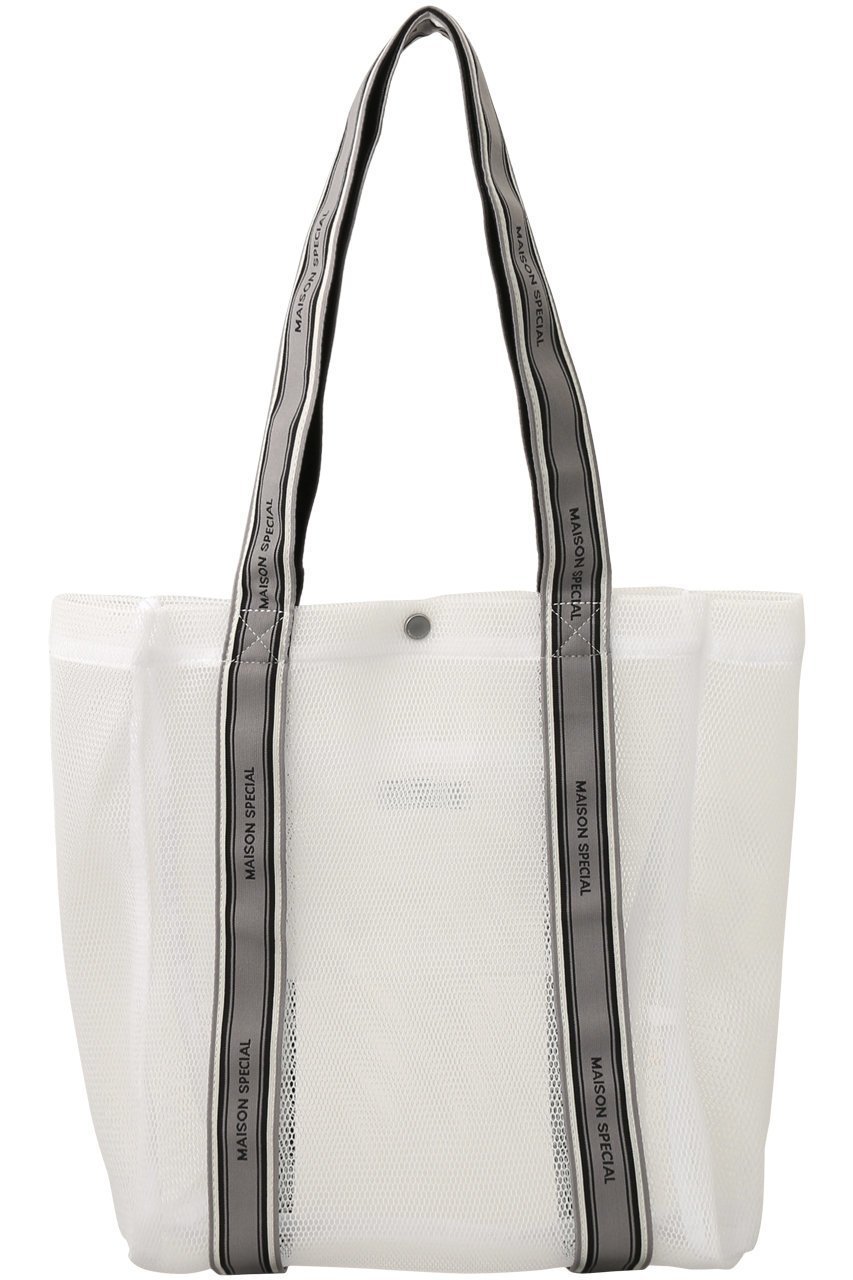 【メゾンスペシャル/MAISON SPECIAL】のLogo Tape Mesh Bag/ロゴテープメッシュバッグ インテリア・キッズ・メンズ・レディースファッション・服の通販 founy(ファニー) 　ファッション　Fashion　レディースファッション　Fashion for Women　バッグ　Bags　アウトドア　Outdoor Clothing　スポーティ　Sporty, Casual Athletic　メッシュ　Mesh, Net Fabric　夏　Summer　春　Spring　S/S・春夏　SS, Spring/Summer, Warm Season　軽量　Lightweight, Ultra Light　WHT(ホワイト)|ID: prp329100003770558 ipo3291000000034908901