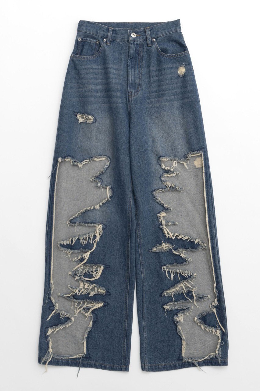 【メゾンスペシャル/MAISON SPECIAL】のTulle Distressed Denim Pants/チュールダメージデニム インテリア・キッズ・メンズ・レディースファッション・服の通販 founy(ファニー) 　ファッション　Fashion　レディースファッション　WOMEN　パンツ　Pants　デニムパンツ　Denim Pants　2024年　2024　2024春夏・S/S　Ss,Spring/Summer,2024　シアー　Sheer　シンプル　Simple　ダメージ　Damage　デニム　Denim　ドッキング　Docking　メッシュ　Mesh　夏　Summer　春　Spring　BLU(ブルー)|ID: prp329100003770593 ipo3291000000024826447