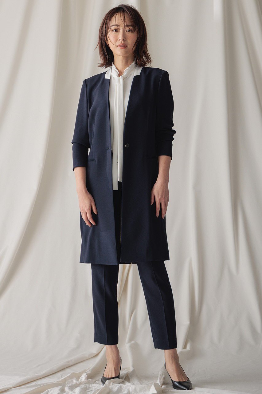 【ベイジ,/BEIGE,】のCINDY(シンディ)/ノーカラーロングジャケット 人気、トレンドファッション・服の通販 founy(ファニー) 　ファッション　Fashion　レディースファッション　WOMEN　アウター　Coat Outerwear　ジャケット　Jackets　ジャケット　Jacket　スタイリッシュ　Stylish　ストレッチ　Stretch　ロング　Long　人気　Popularity　定番　Standard　other-8|ID: prp329100003772894 ipo3291000000031385934