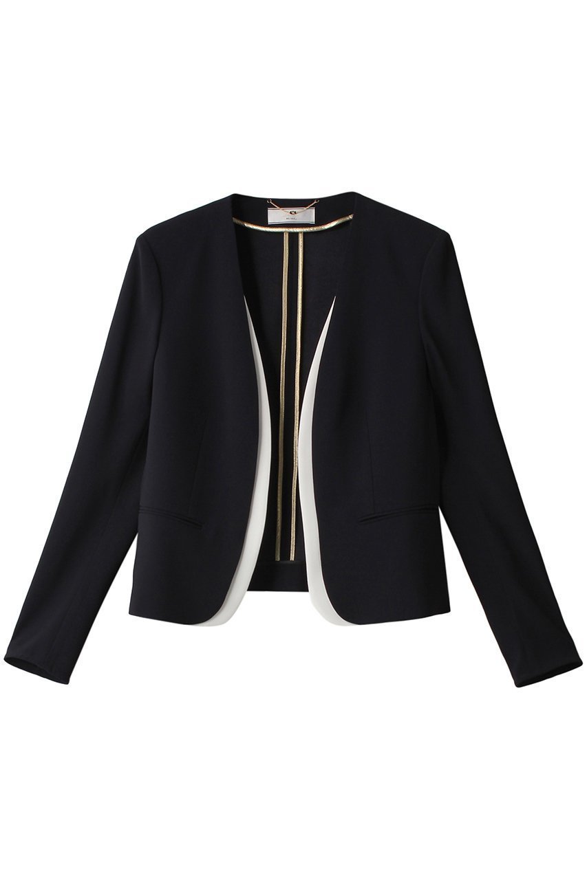 【ベイジ,/BEIGE,】のCINDY(シンディ)/ダブルカラージャケット インテリア・キッズ・メンズ・レディースファッション・服の通販 founy(ファニー) 　ファッション　Fashion　レディースファッション　Fashion for Women　アウター　Coat / Outerwear Collection　レディースジャケット・軽アウター　Jackets　カーディガン　Cardigan, Knitwear　ジャケット　Jacket, Outerwear　ストレッチ　Stretch, Stretchy Fabric　ダブル　Double, Double-Breasted　エレガント 上品　Elegant　人気　Popular, Best Seller　定番　Standard, Basic Item　Navy × White|ID: prp329100003772896 ipo3291000000036604401