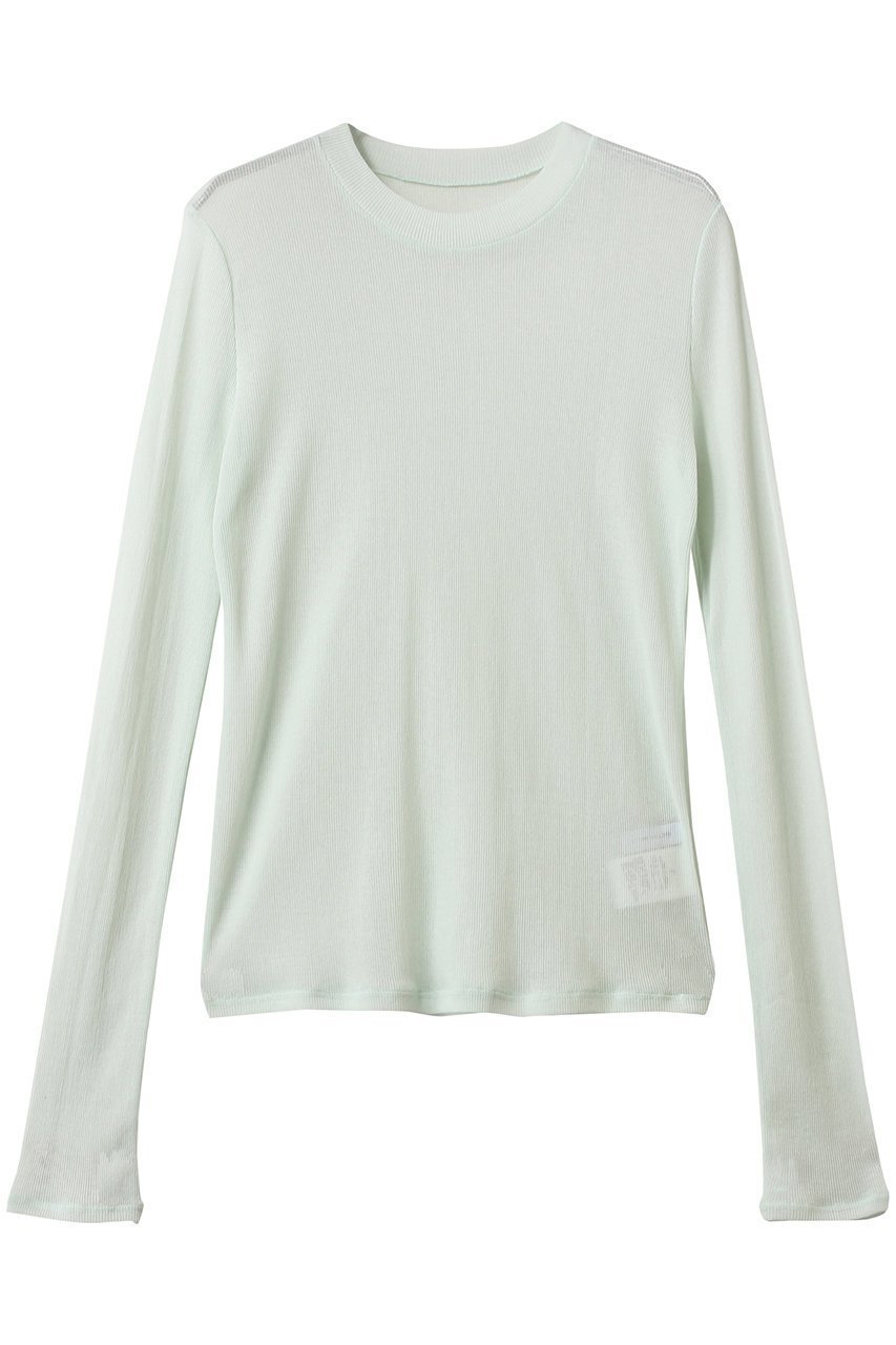 【スタニングルアー/STUNNING LURE】のシアーテレコロングTシャツ インテリア・キッズ・メンズ・レディースファッション・服の通販 founy(ファニー) 　ファッション　Fashion　レディースファッション　Fashion for Women　トップス・カットソー　Cut & Sew Tops　シャツ・ブラウス・オフィスカジュアル　Elegant Blouses & Button-Ups　ロングTシャツ・Tシャツ　Longline T-Shirts & Tees　カットソー・ベーシックTシャツ　Cut-and-Sewn Tops / Stretch Tees & Basics　おすすめ　Recommended / Our Picks　インナー　Innerwear　コンパクト　Compact, Small Size　シアー　Sheer, See-Through　シンプル　Simple, Minimal　スリーブ　Sleeve, Long Sleeve / Short Sleeve　ロング　Long, Long-Length　長袖　Long Sleeve, Full Sleeve　ライトグリーン|ID: prp329100003772898 ipo3291000000032866220