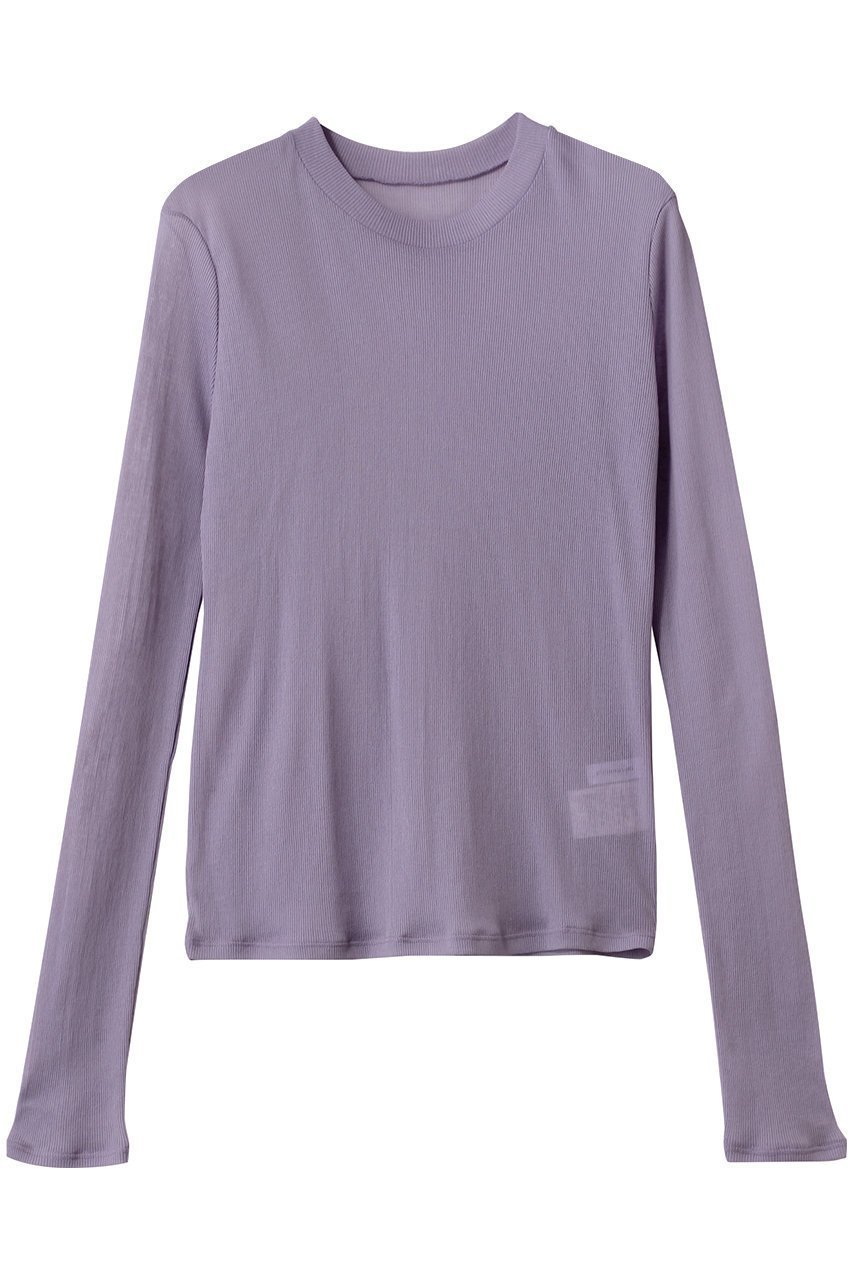 【スタニングルアー/STUNNING LURE】のシアーテレコロングTシャツ インテリア・キッズ・メンズ・レディースファッション・服の通販 founy(ファニー) 　ファッション　Fashion　レディースファッション　Fashion for Women　トップス・カットソー　Cut & Sew Tops　シャツ・ブラウス・オフィスカジュアル　Elegant Blouses & Button-Ups　ロングTシャツ・Tシャツ　Longline T-Shirts & Tees　カットソー・ベーシックTシャツ　Cut-and-Sewn Tops / Stretch Tees & Basics　おすすめ　Recommended / Our Picks　インナー　Innerwear　コンパクト　Compact, Small Size　シアー　Sheer, See-Through　シンプル　Simple, Minimal　スリーブ　Sleeve, Long Sleeve / Short Sleeve　ロング　Long, Long-Length　長袖　Long Sleeve, Full Sleeve　ラベンダー|ID: prp329100003772898 ipo3291000000032866227