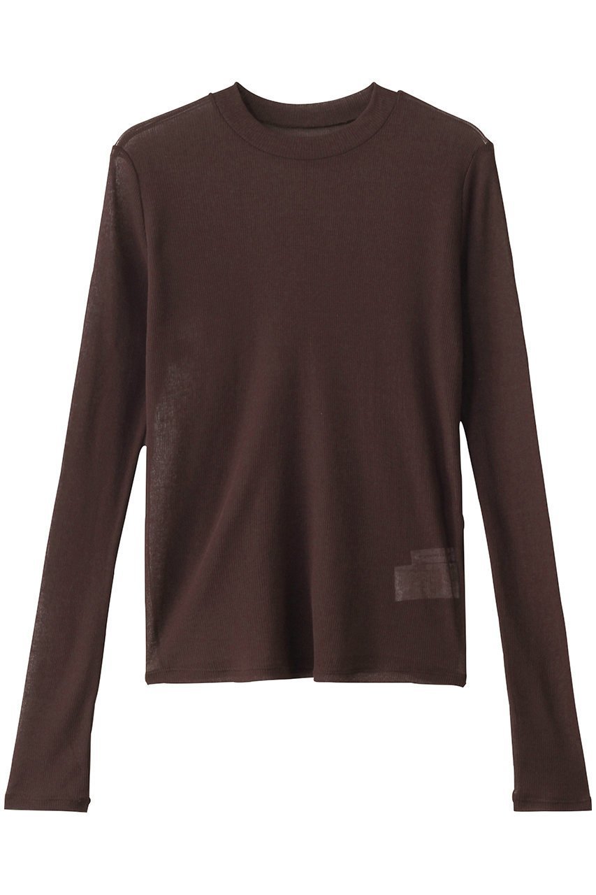 【スタニングルアー/STUNNING LURE】のシアーテレコロングTシャツ インテリア・キッズ・メンズ・レディースファッション・服の通販 founy(ファニー) 　ファッション　Fashion　レディースファッション　Fashion for Women　トップス・カットソー　Cut & Sew Tops　シャツ・ブラウス・オフィスカジュアル　Elegant Blouses & Button-Ups　ロングTシャツ・Tシャツ　Longline T-Shirts & Tees　カットソー・ベーシックTシャツ　Cut-and-Sewn Tops / Stretch Tees & Basics　おすすめ　Recommended / Our Picks　インナー　Innerwear　コンパクト　Compact, Small Size　シアー　Sheer, See-Through　シンプル　Simple, Minimal　スリーブ　Sleeve, Long Sleeve / Short Sleeve　ロング　Long, Long-Length　長袖　Long Sleeve, Full Sleeve　ブラウン|ID: prp329100003772898 ipo3291000000032866248