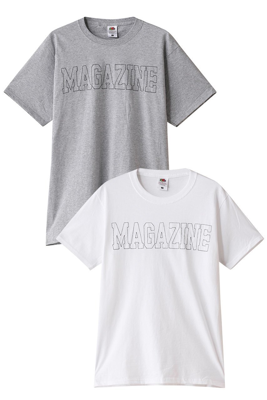 【サードマガジン/THIRD MAGAZINE】の【別注】THIRD MAGAZINE×FRUIT OF THE ROOMバックTシャツ インテリア・キッズ・メンズ・レディースファッション・服の通販 founy(ファニー) 　ファッション　Fashion　レディースファッション　Fashion for Women　トップス・カットソー　Cut & Sew Tops　シャツ・ブラウス・オフィスカジュアル　Elegant Blouses & Button-Ups　ロングTシャツ・Tシャツ　Longline T-Shirts & Tees　カットソー・ベーシックTシャツ　Cut-and-Sewn Tops / Stretch Tees & Basics　ショート　Short, Short Length　スリーブ　Sleeve, Long Sleeve / Short Sleeve　ベーシック　Basic, Essential　別注　Limited Edition, Custom Order　ホワイト×グレー|ID: prp329100003772909 ipo3291000000032885482