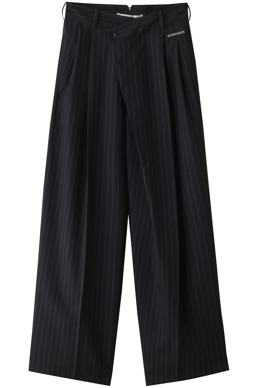 【プランク プロジェクト/PRANK PROJECT】のモヘアウールアシメタックパンツ / Mohair Wool Asymmetry Tack Pants インテリア・キッズ・メンズ・レディースファッション・服の通販 founy(ファニー) 　ファッション　Fashion　レディースファッション　Fashion for Women　パンツ　Pants & Trousers　おすすめ　Recommended / Our Picks　アシンメトリー　Asymmetrical Style　ストライプ　Stripe, Striped Pattern　フロント　Front, Front Design　ボトム　Bottoms, Lower Wear　吸水　Absorbent, Quick-Dry　夏　Summer　春　Spring　S/S・春夏　SS, Spring/Summer, Warm Season　NVY(ネイビー)|ID: prp329100003782304 ipo3291000000032819543