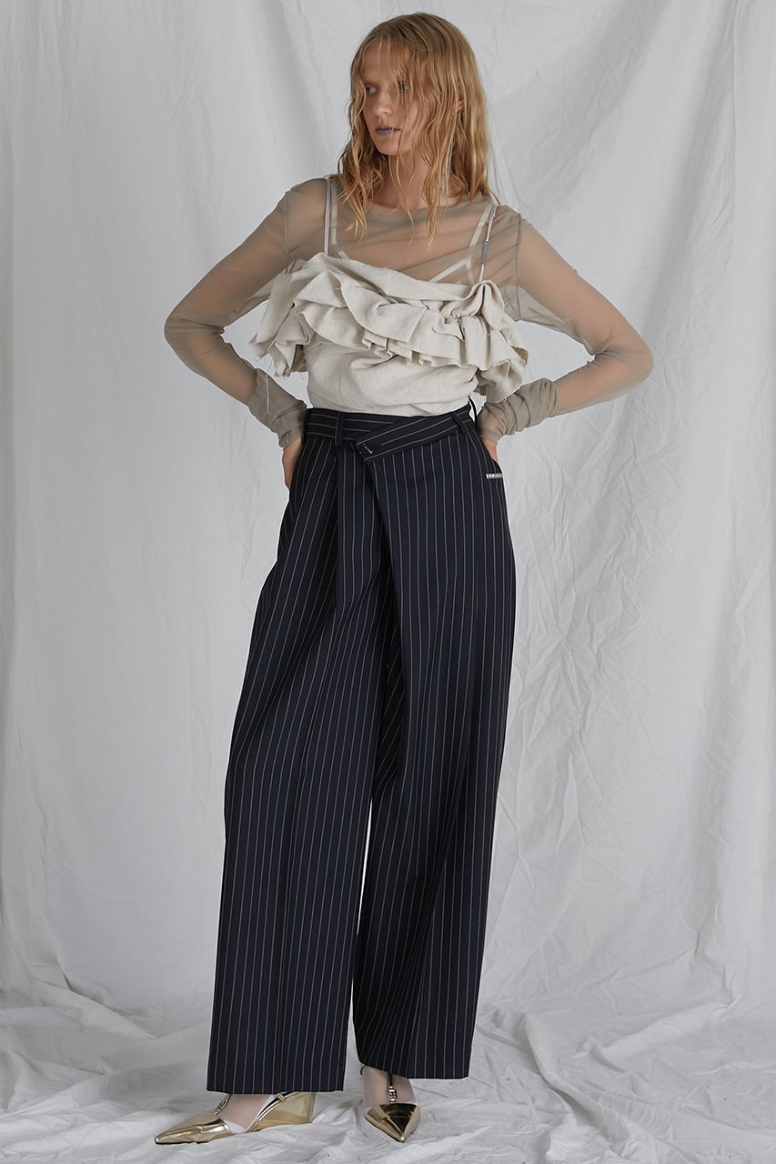 【プランク プロジェクト/PRANK PROJECT】のモヘアウールアシメタックパンツ / Mohair Wool Asymmetry Tack Pants 人気、トレンドファッション・服の通販 founy(ファニー) 　ファッション　Fashion　レディースファッション　Fashion for Women　パンツ　Pants & Trousers　おすすめ　Recommended / Our Picks　アシンメトリー　Asymmetrical Style　ストライプ　Stripe, Striped Pattern　フロント　Front, Front Design　ボトム　Bottoms, Lower Wear　吸水　Absorbent, Quick-Dry　夏　Summer　春　Spring　S/S・春夏　SS, Spring/Summer, Warm Season　other-7|ID: prp329100003782304 ipo3291000000032819549