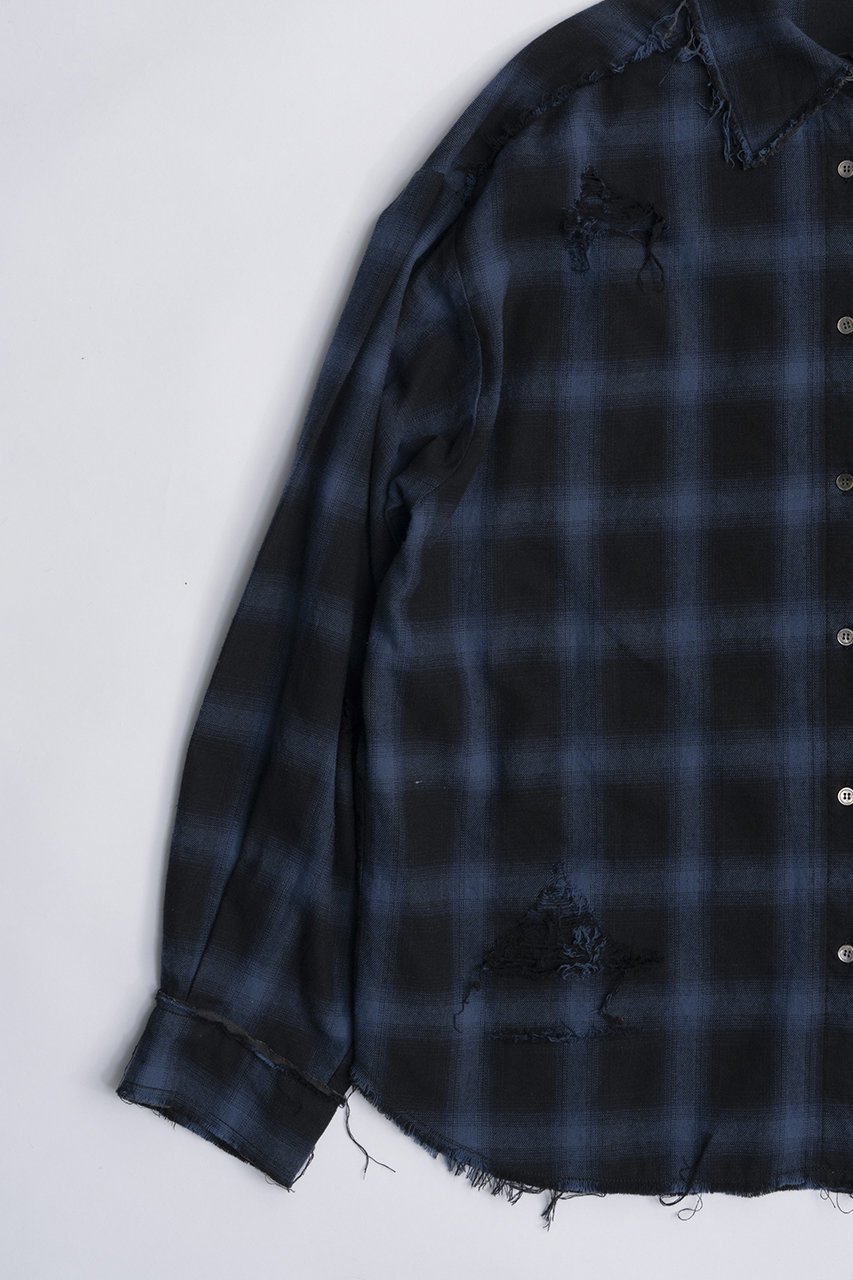 【プランク プロジェクト/PRANK PROJECT】のオンブレーチェックダメージシャツ / Ombre Check Damaged Shirt 人気、トレンドファッション・服の通販 founy(ファニー) 　ファッション　Fashion　レディースファッション　WOMEN　トップス・カットソー　Tops/Tshirt　シャツ/ブラウス　Shirts/Blouses　カフス　Cuffs　クラッシュ　Crash　スリーブ　Sleeve　ダメージ　Damage　ハンド　Hand　ポケット　Pocket　メンズ　Mens　ロング　Long　other-3|ID: prp329100003782311 ipo3291000000031385173