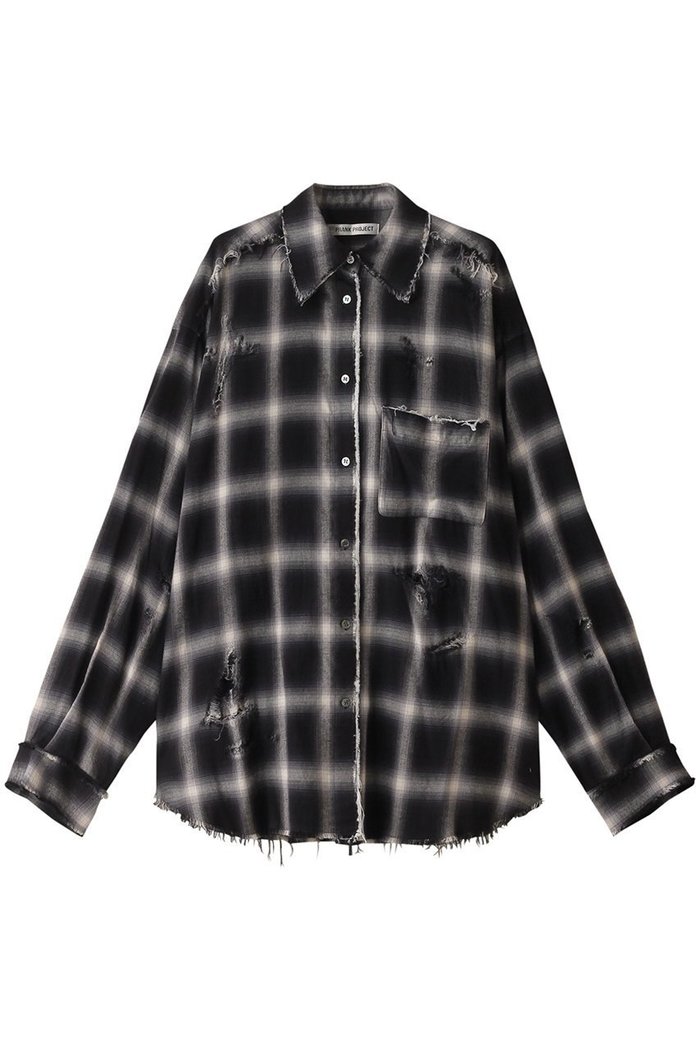 【プランク プロジェクト/PRANK PROJECT】のオンブレーチェックダメージシャツ / Ombre Check Damaged Shirt インテリア・キッズ・メンズ・レディースファッション・服の通販 founy(ファニー) https://founy.com/ ファッション Fashion レディースファッション Fashion for Women トップス・カットソー Cut & Sew Tops シャツ・ブラウス・オフィスカジュアル Elegant Blouses & Button-Ups カフス Cuff Design クラッシュ Distressed, Crashed Style スリーブ Sleeve, Long Sleeve / Short Sleeve ダメージ Distressed, Destroyed ハンド Hand, Handmade ポケット Pocket, Pocket Detail メンズ Men's, Menswear ロング Long, Long-Length |ID: prp329100003782311 ipo3291000000036401907