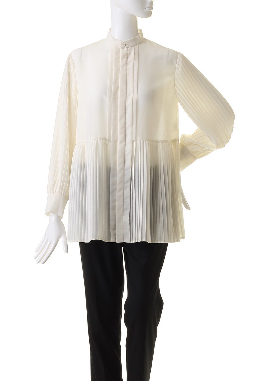 【ヒューエルミュージアム/hueLe Museum】の【STUMBLY】プリーツスリーブブラウス 人気、トレンドファッション・服の通販 founy(ファニー) 　ファッション　Fashion　レディースファッション　Fashion for Women　トップス・カットソー　Cut & Sew Tops　シャツ・ブラウス・オフィスカジュアル　Elegant Blouses & Button-Ups　エレガント 上品　Elegant　シアー　Sheer, See-Through　スリーブ　Sleeve, Long Sleeve / Short Sleeve　プリーツ　Pleats, Pleated　モダン　Modern, Contemporary　ロング　Long, Long-Length　other-2|ID: prp329100003786642 ipo3291000000032920199