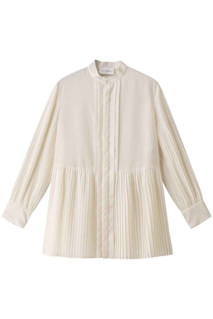 【ヒューエルミュージアム/hueLe Museum】の【STUMBLY】プリーツスリーブブラウス インテリア・キッズ・メンズ・レディースファッション・服の通販 founy(ファニー) https://founy.com/ ファッション Fashion レディースファッション Fashion for Women トップス・カットソー Cut & Sew Tops シャツ・ブラウス・オフィスカジュアル Elegant Blouses & Button-Ups エレガント 上品 Elegant シアー Sheer, See-Through スリーブ Sleeve, Long Sleeve / Short Sleeve プリーツ Pleats, Pleated モダン Modern, Contemporary ロング Long, Long-Length |ID: prp329100003786642 ipo3291000000036221808