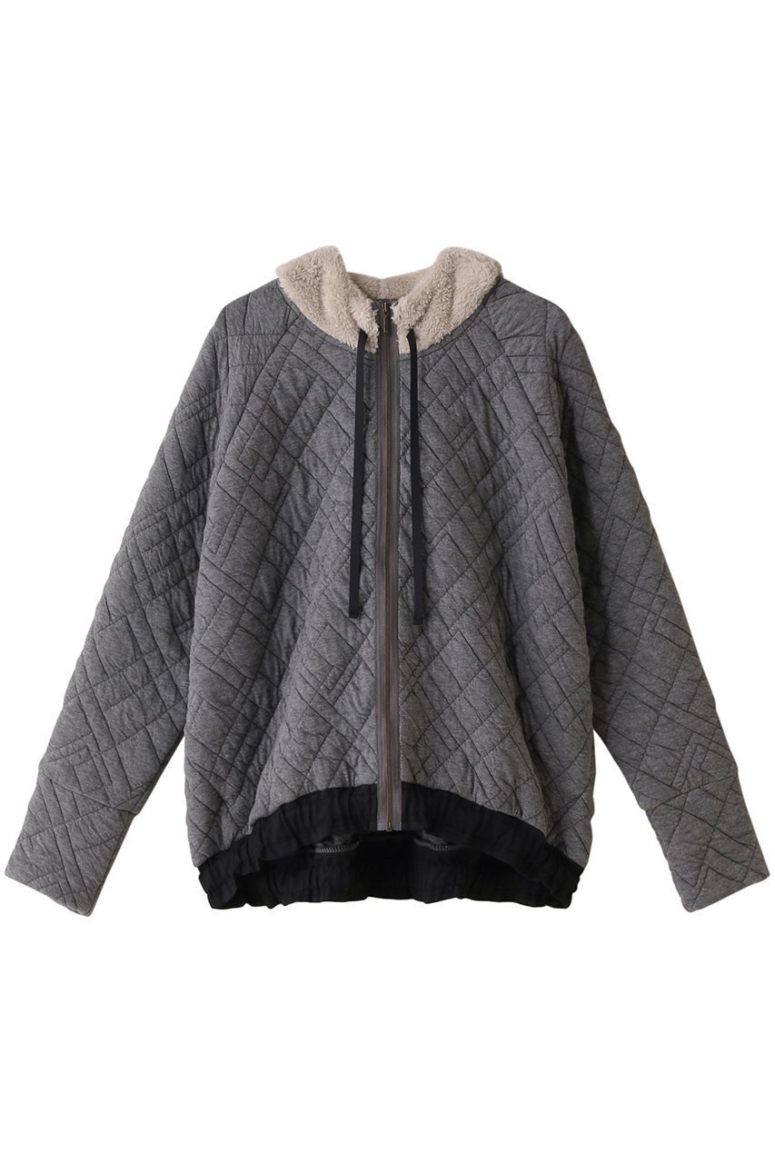 【イクコ/IKUKO】のキルトニット&シープボア ジップアップパーカ インテリア・キッズ・メンズ・レディースファッション・服の通販 founy(ファニー) 　ファッション　Fashion　レディースファッション　Fashion for Women　トップス・カットソー　Cut & Sew Tops　ニット　Knit Tops & Sweaters　レディースパーカー・カジュアルフーディー　Casual Hoodies & Sweatshirts　キルト　Quilt, Quilted Fabric　コンビ　Combo, Combination Style　パーカー　Hoodie, Parka　フォルム　Silhouette, Form　リラックス　Relax, Relaxed Fit　グレー杢|ID: prp329100003789306 ipo3291000000032953281