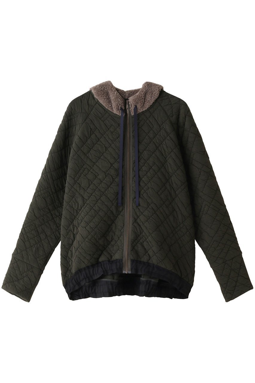【イクコ/IKUKO】のキルトニット&シープボア ジップアップパーカ インテリア・キッズ・メンズ・レディースファッション・服の通販 founy(ファニー) 　ファッション　Fashion　レディースファッション　Fashion for Women　トップス・カットソー　Cut & Sew Tops　ニット　Knit Tops & Sweaters　レディースパーカー・カジュアルフーディー　Casual Hoodies & Sweatshirts　キルト　Quilt, Quilted Fabric　コンビ　Combo, Combination Style　パーカー　Hoodie, Parka　フォルム　Silhouette, Form　リラックス　Relax, Relaxed Fit　カーキ|ID: prp329100003789306 ipo3291000000032953282