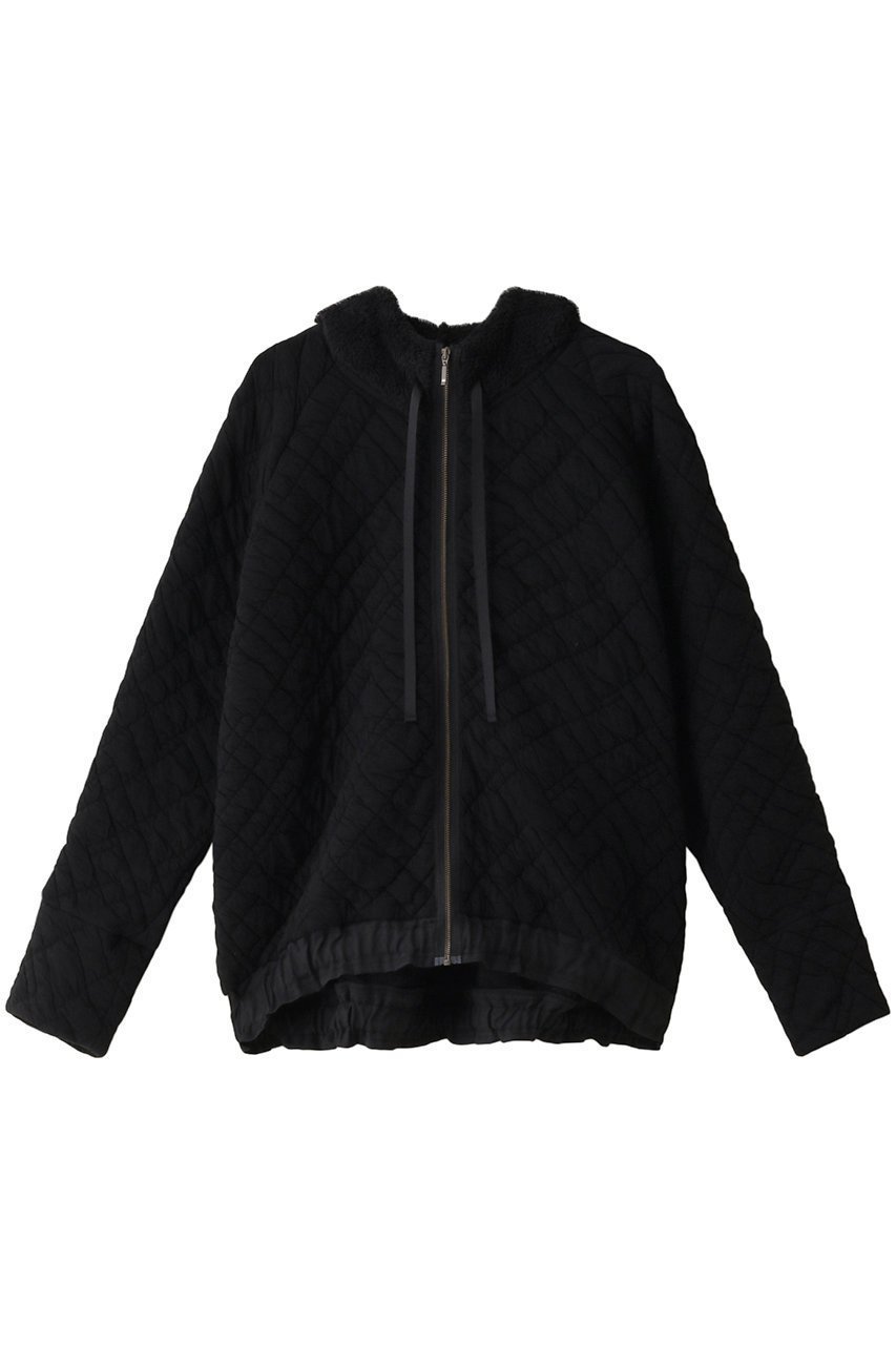 【イクコ/IKUKO】のキルトニット&シープボア ジップアップパーカ インテリア・キッズ・メンズ・レディースファッション・服の通販 founy(ファニー) 　ファッション　Fashion　レディースファッション　Fashion for Women　トップス・カットソー　Cut & Sew Tops　ニット　Knit Tops & Sweaters　レディースパーカー・カジュアルフーディー　Casual Hoodies & Sweatshirts　キルト　Quilt, Quilted Fabric　コンビ　Combo, Combination Style　パーカー　Hoodie, Parka　フォルム　Silhouette, Form　リラックス　Relax, Relaxed Fit　ブラック|ID: prp329100003789306 ipo3291000000035372507