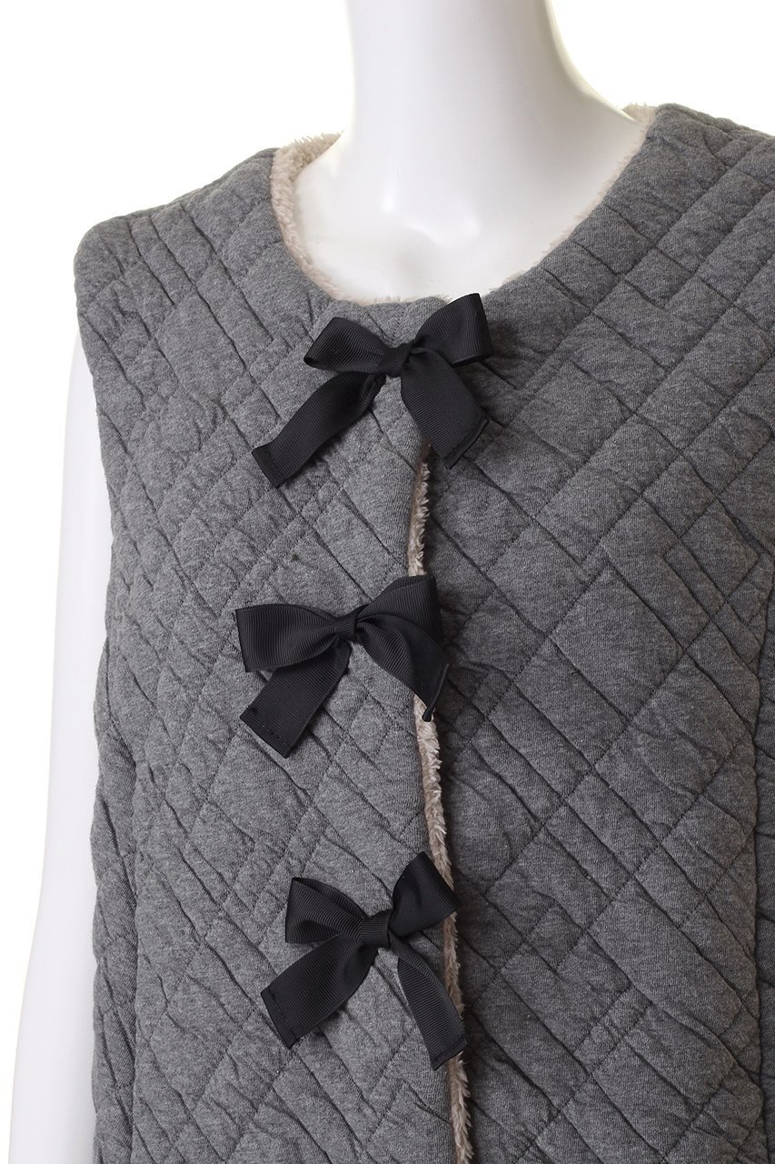 【イクコ/IKUKO】のキルトニット&シープボア ベスト 人気、トレンドファッション・服の通販 founy(ファニー) 　ファッション　Fashion　レディースファッション　WOMEN　アウター　Coat Outerwear　ジャケット　Jackets　キルティング　Quilting　キルト　Quilt　クラシカル　Classical　ジャケット　Jacket　フロント　Front　ベスト　Vest　リボン　Ribbon　防寒　Cold Protection　other-5|ID: prp329100003789307 ipo3291000000031384922