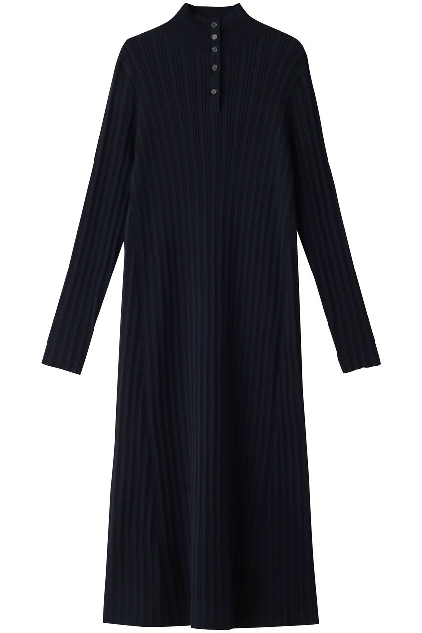 【リムアーク/RIM.ARK】のOpen collar high neck OP/ワンピース インテリア・キッズ・メンズ・レディースファッション・服の通販 founy(ファニー) 　ファッション　Fashion　レディースファッション　Fashion for Women　ワンピース　Dresses　チュニック　Tunic Tops & Dresses　チュニック　Tunic, Long Top　フレア　Flare, Flared　ベーシック　Basic, Essential　ロング　Long, Long-Length　ネイビー|ID: prp329100003799653 ipo3291000000034969461