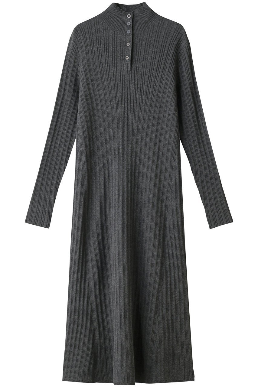 【リムアーク/RIM.ARK】のOpen collar high neck OP/ワンピース インテリア・キッズ・メンズ・レディースファッション・服の通販 founy(ファニー) 　ファッション　Fashion　レディースファッション　Fashion for Women　ワンピース　Dresses　チュニック　Tunic Tops & Dresses　チュニック　Tunic, Long Top　フレア　Flare, Flared　ベーシック　Basic, Essential　ロング　Long, Long-Length　チャコールグレー|ID: prp329100003799653 ipo3291000000034969462