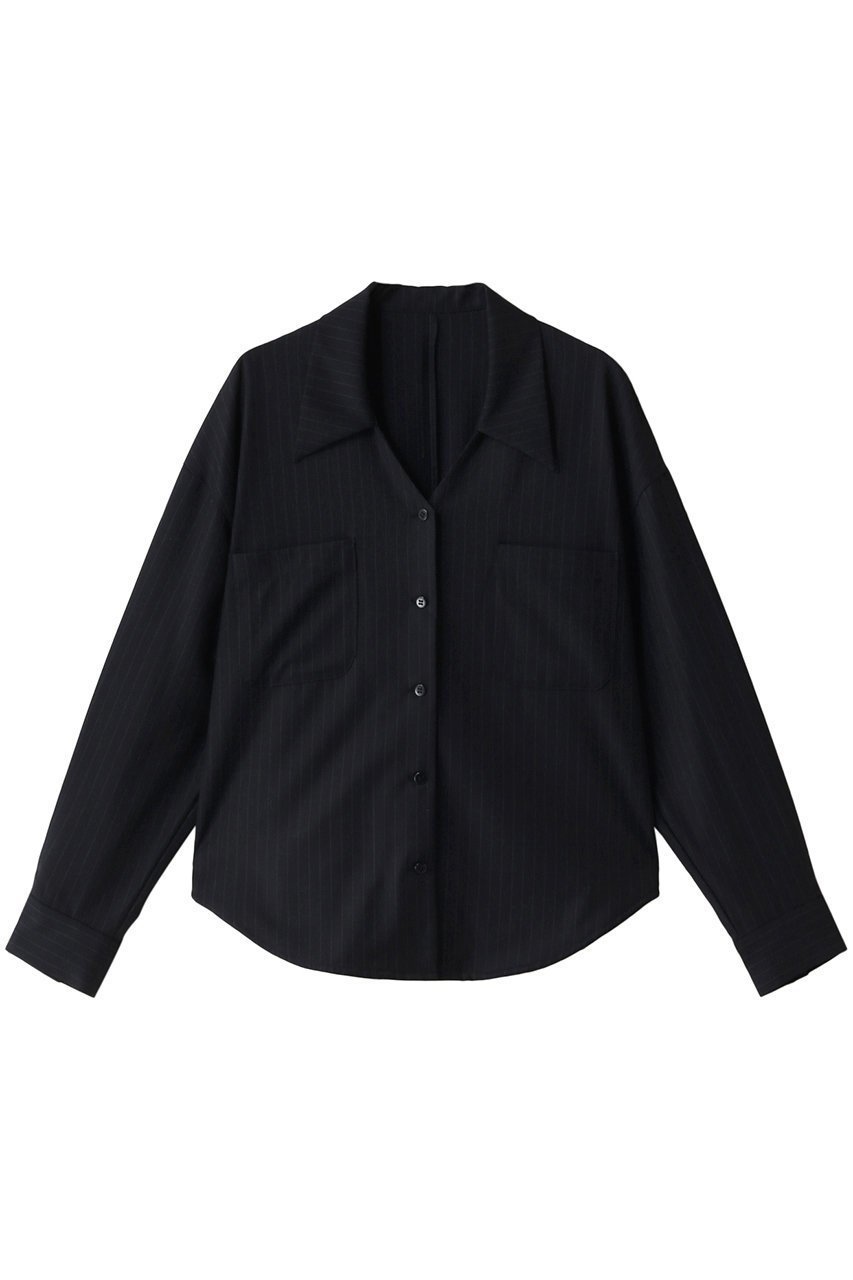 【リムアーク/RIM.ARK】のV cut relaxy SH/シャツ インテリア・キッズ・メンズ・レディースファッション・服の通販 founy(ファニー) 　ファッション　Fashion　レディースファッション　WOMEN　トップス・カットソー　Tops/Tshirt　シャツ/ブラウス　Shirts/Blouses　コンパクト　Compact　ジュエリー　Jewelry　ストライプ　Stripe　スリーブ　Sleeve　マニッシュ　Mannish　ロング　Long　ネイビー|ID: prp329100003799661 ipo3291000000032377022