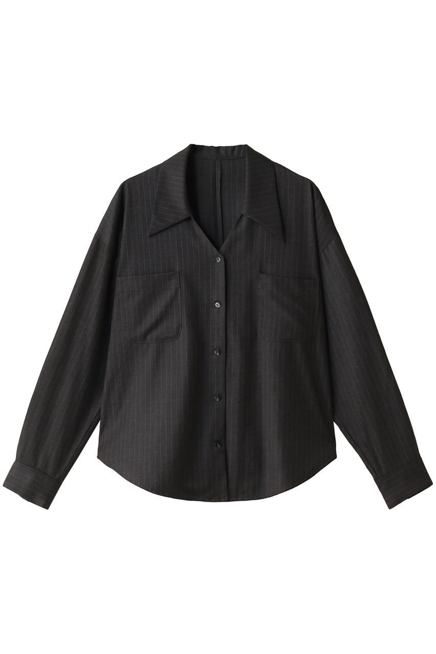 【リムアーク/RIM.ARK】のV cut relaxy SH/シャツ インテリア・キッズ・メンズ・レディースファッション・服の通販 founy(ファニー) 　ファッション　Fashion　レディースファッション　WOMEN　トップス・カットソー　Tops/Tshirt　シャツ/ブラウス　Shirts/Blouses　コンパクト　Compact　ジュエリー　Jewelry　ストライプ　Stripe　スリーブ　Sleeve　マニッシュ　Mannish　ロング　Long　グレー|ID: prp329100003799661 ipo3291000000032377023